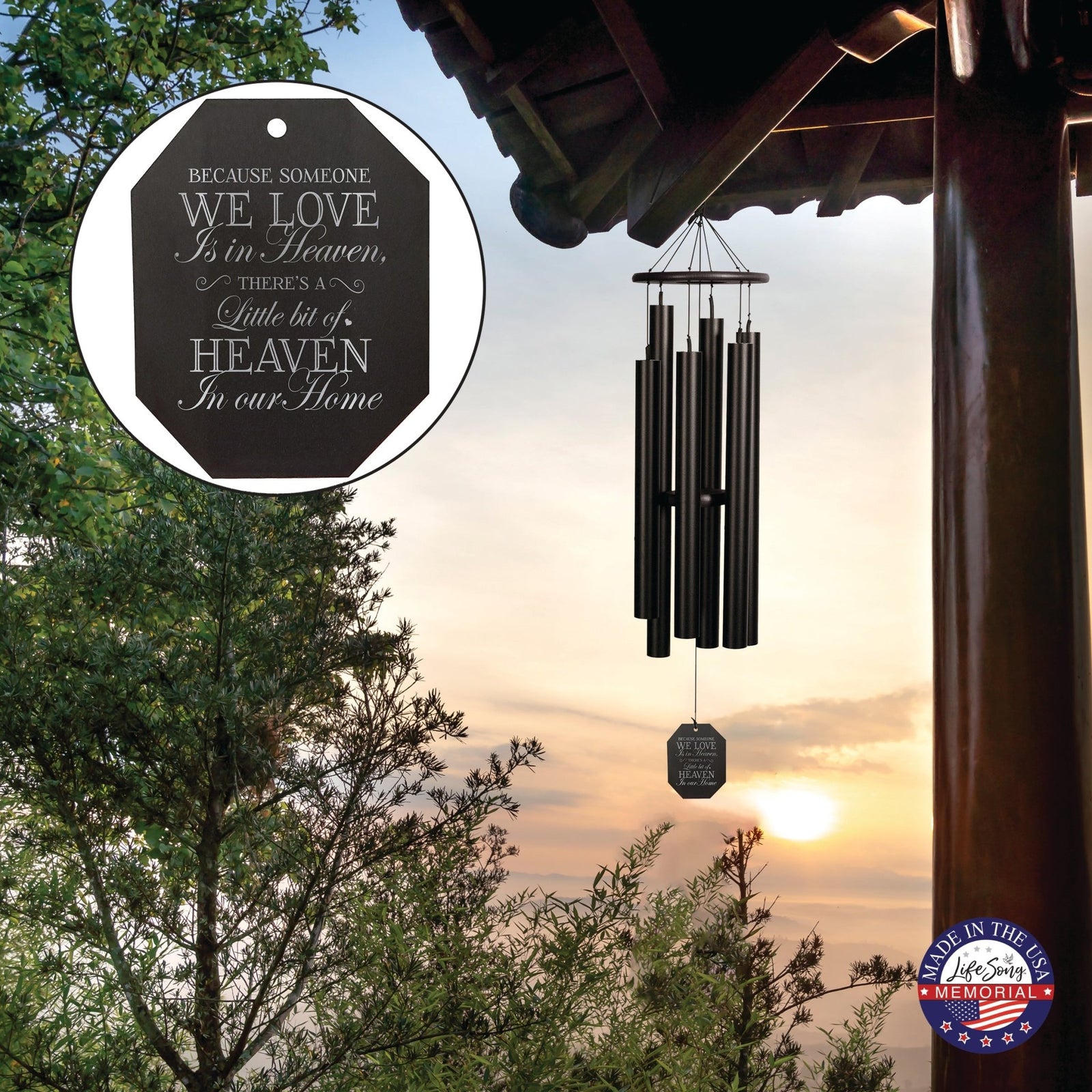 Memorial Sympathy Wind Chimes| Aqua Tune 51"| Family Home Decor - LifeSong Milestones