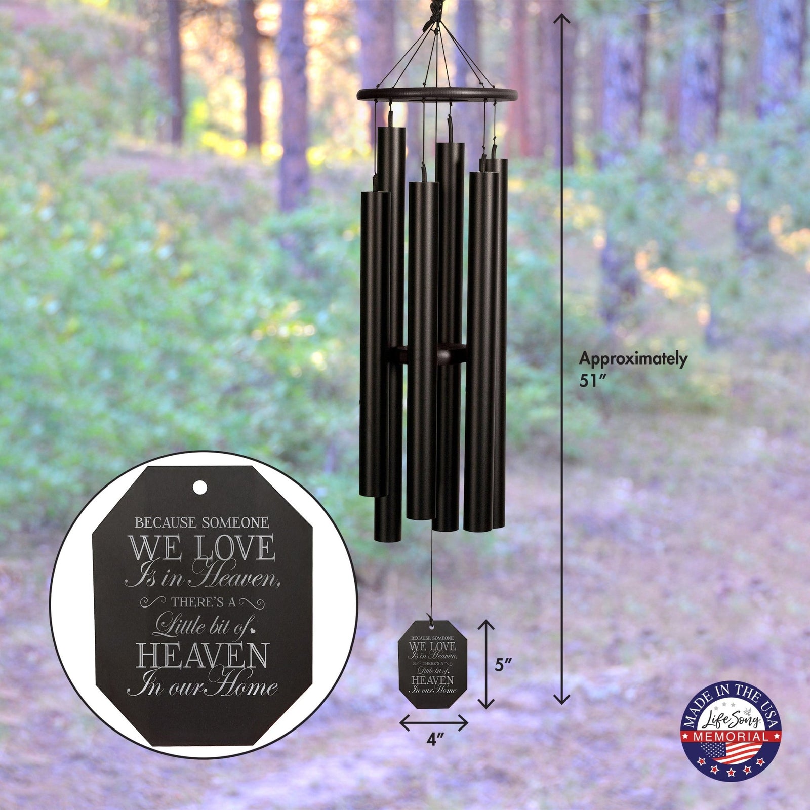 Memorial Sympathy Wind Chimes| Aqua Tune 51"| Family Home Decor - LifeSong Milestones