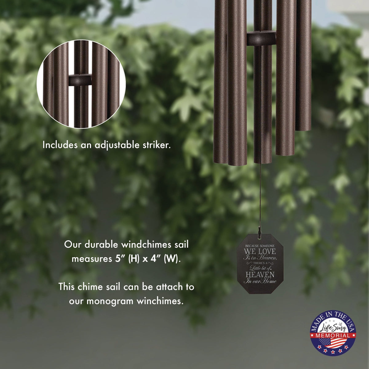 Memorial Sympathy Wind Chimes| Baby Ben 42" | Family Home Decor - LifeSong Milestones