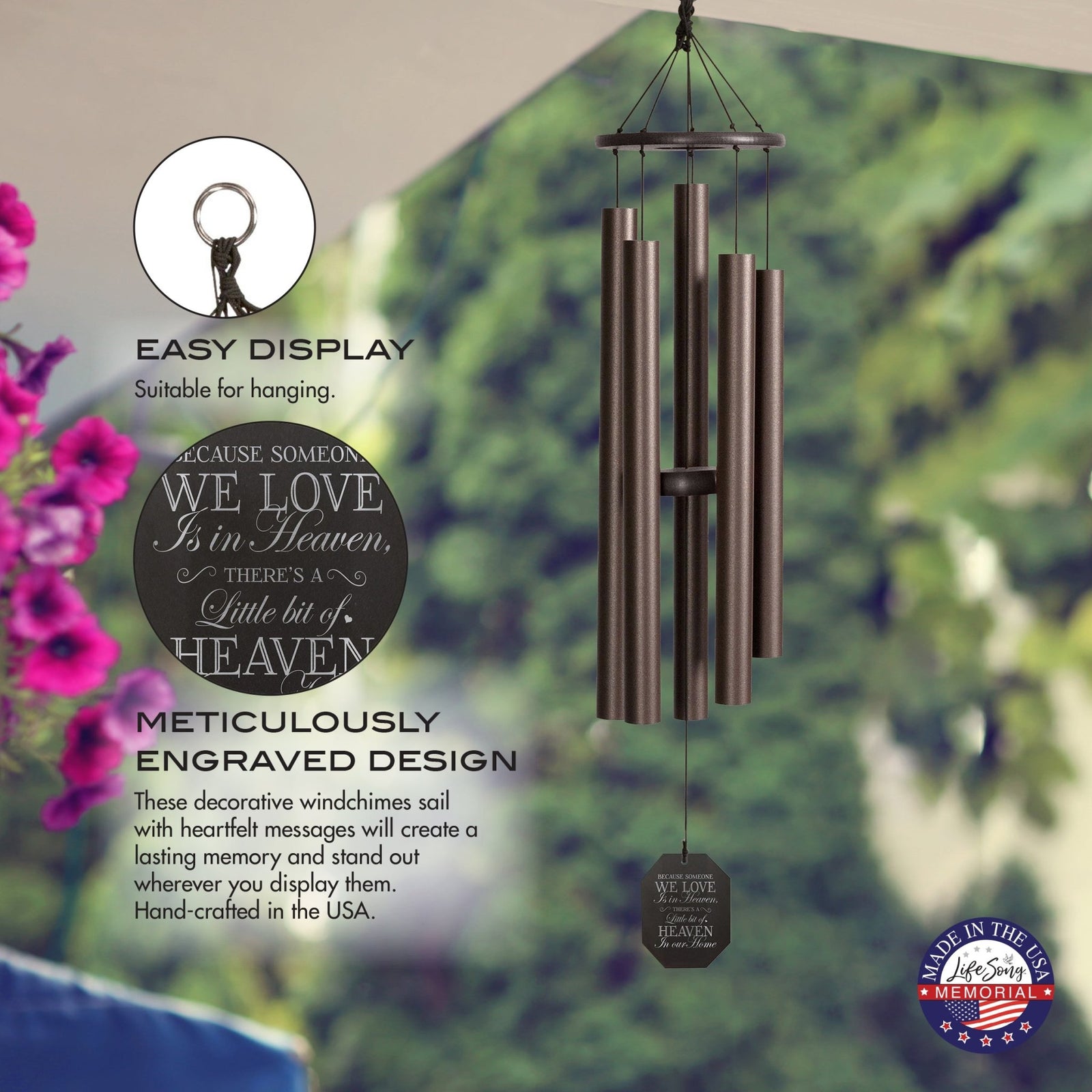 Memorial Sympathy Wind Chimes| Baby Ben 42" | Family Home Decor - LifeSong Milestones