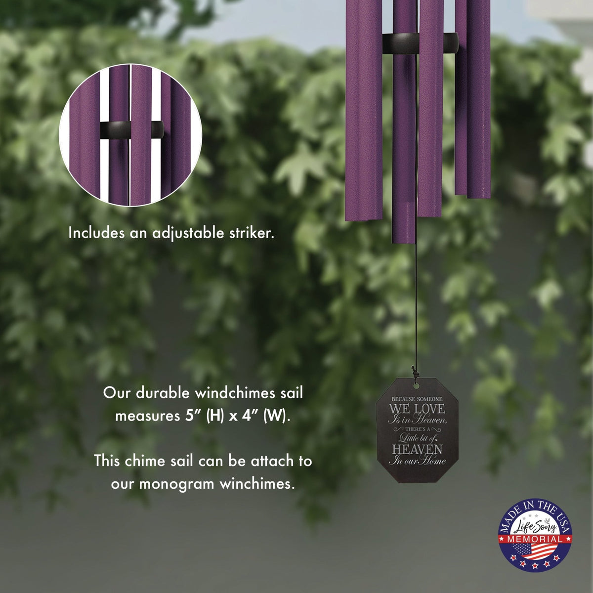 Memorial Sympathy Wind Chimes| Bleeding Heart 41" | Family Home Decor - LifeSong Milestones