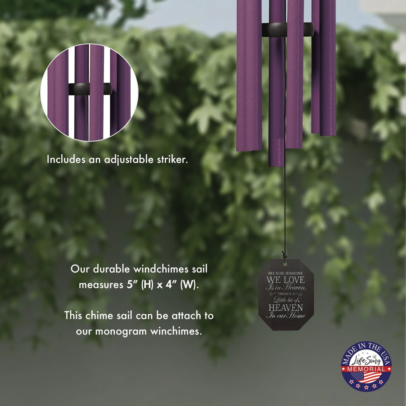 Memorial Sympathy Wind Chimes| Bleeding Heart 41" | Family Home Decor - LifeSong Milestones