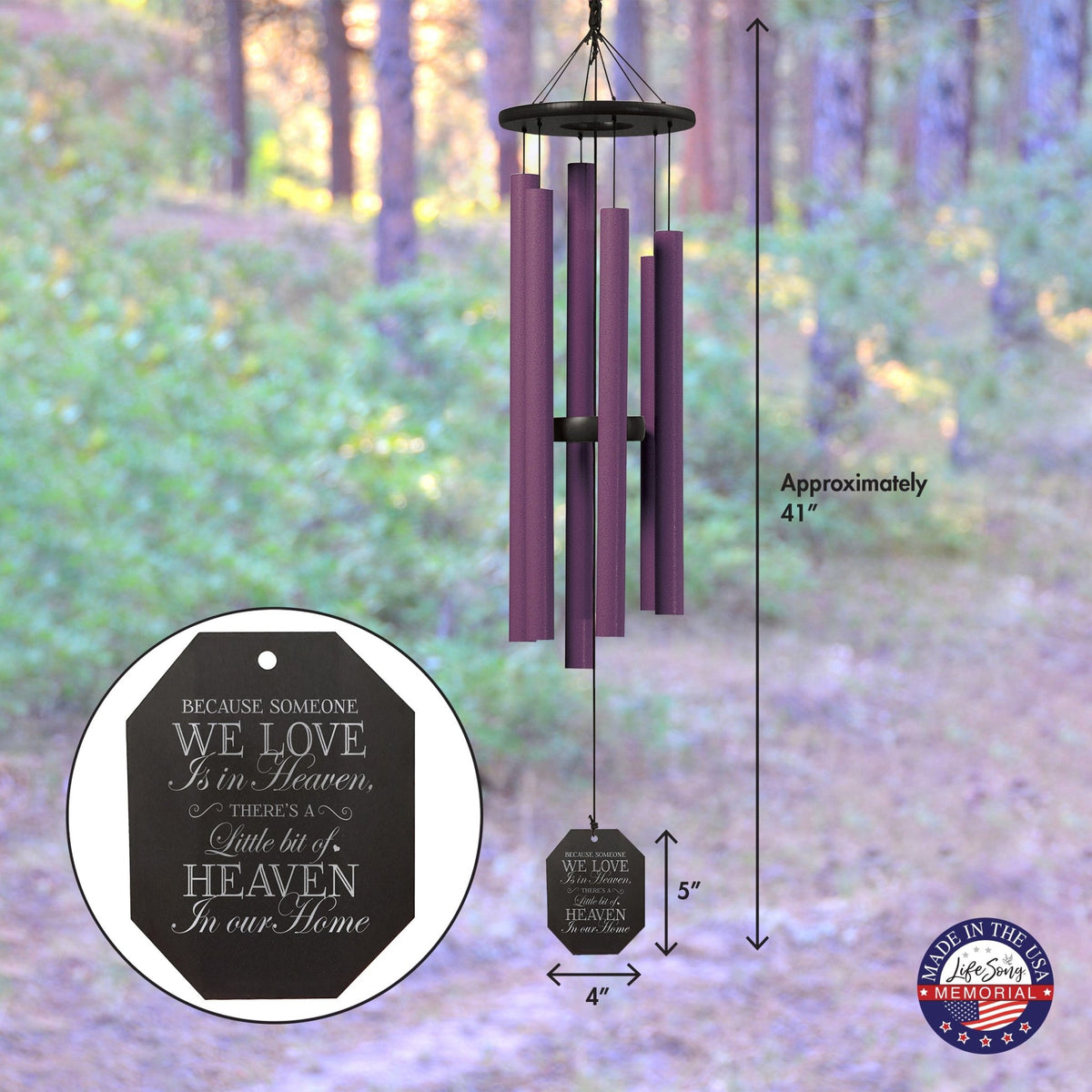Memorial Sympathy Wind Chimes| Bleeding Heart 41" | Family Home Decor - LifeSong Milestones