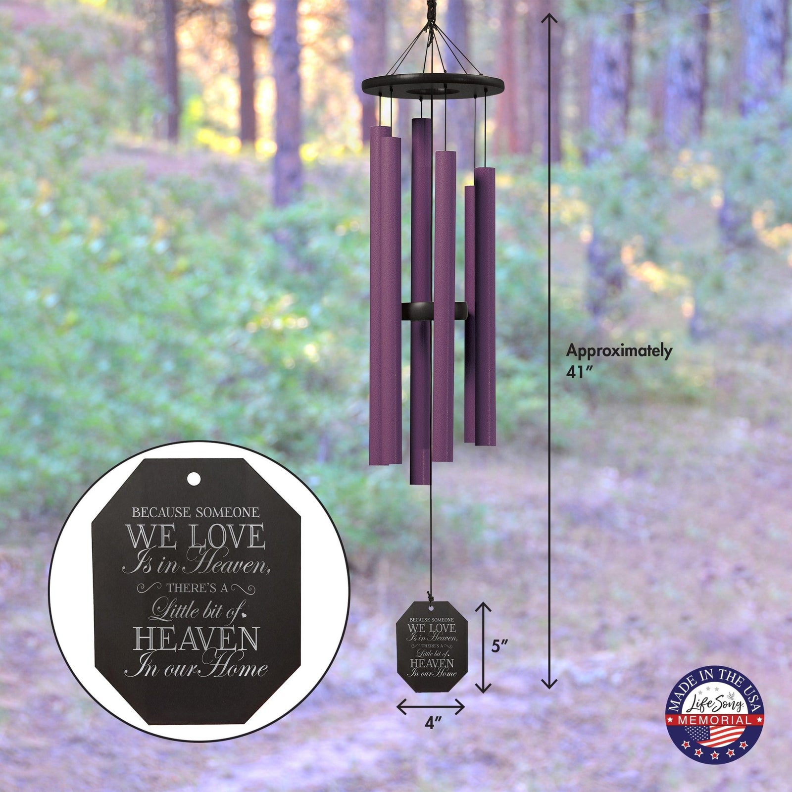 Memorial Sympathy Wind Chimes| Bleeding Heart 41" | Family Home Decor - LifeSong Milestones