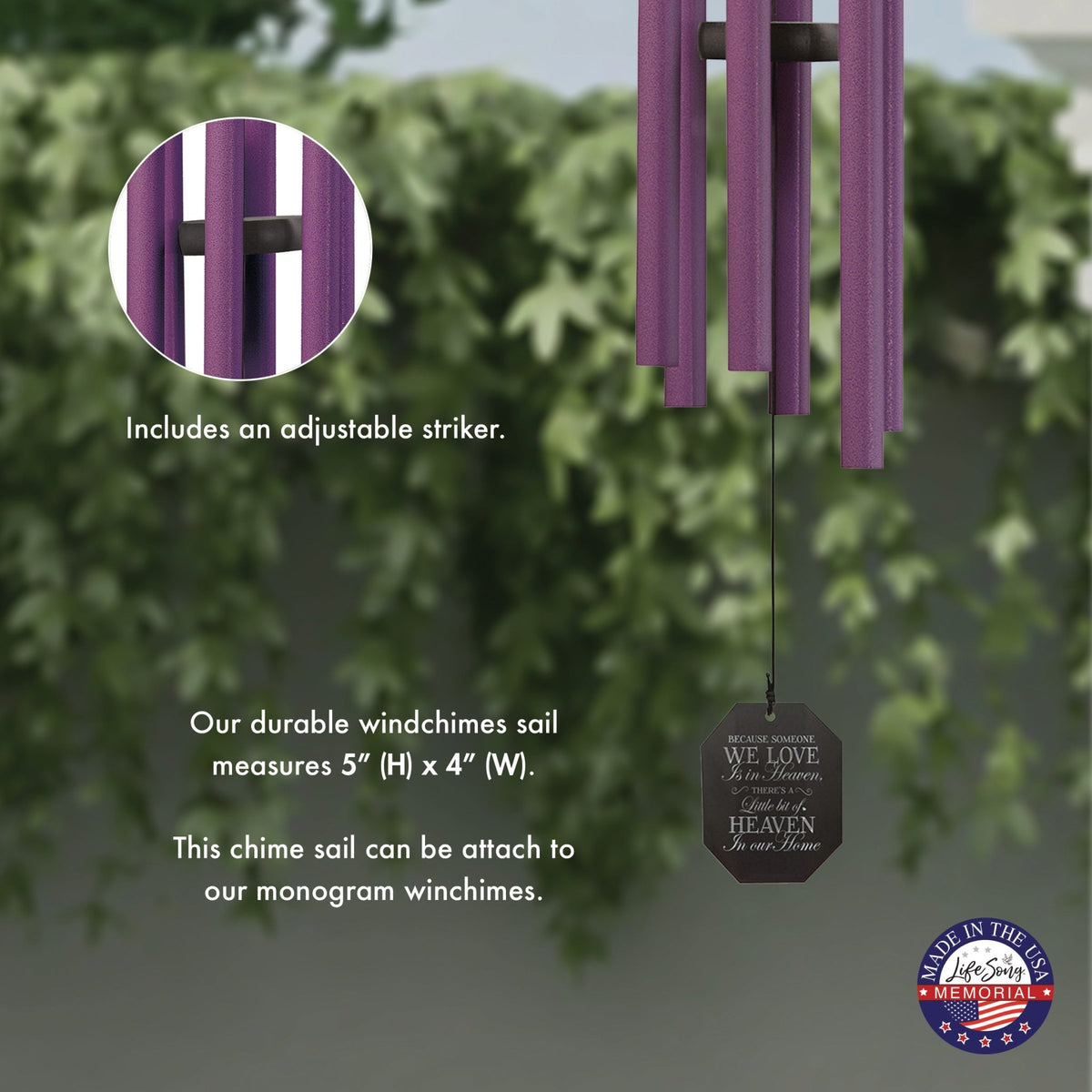 Memorial Sympathy Wind Chimes| Canterburry Bells 49" | Family Home Decor - LifeSong Milestones