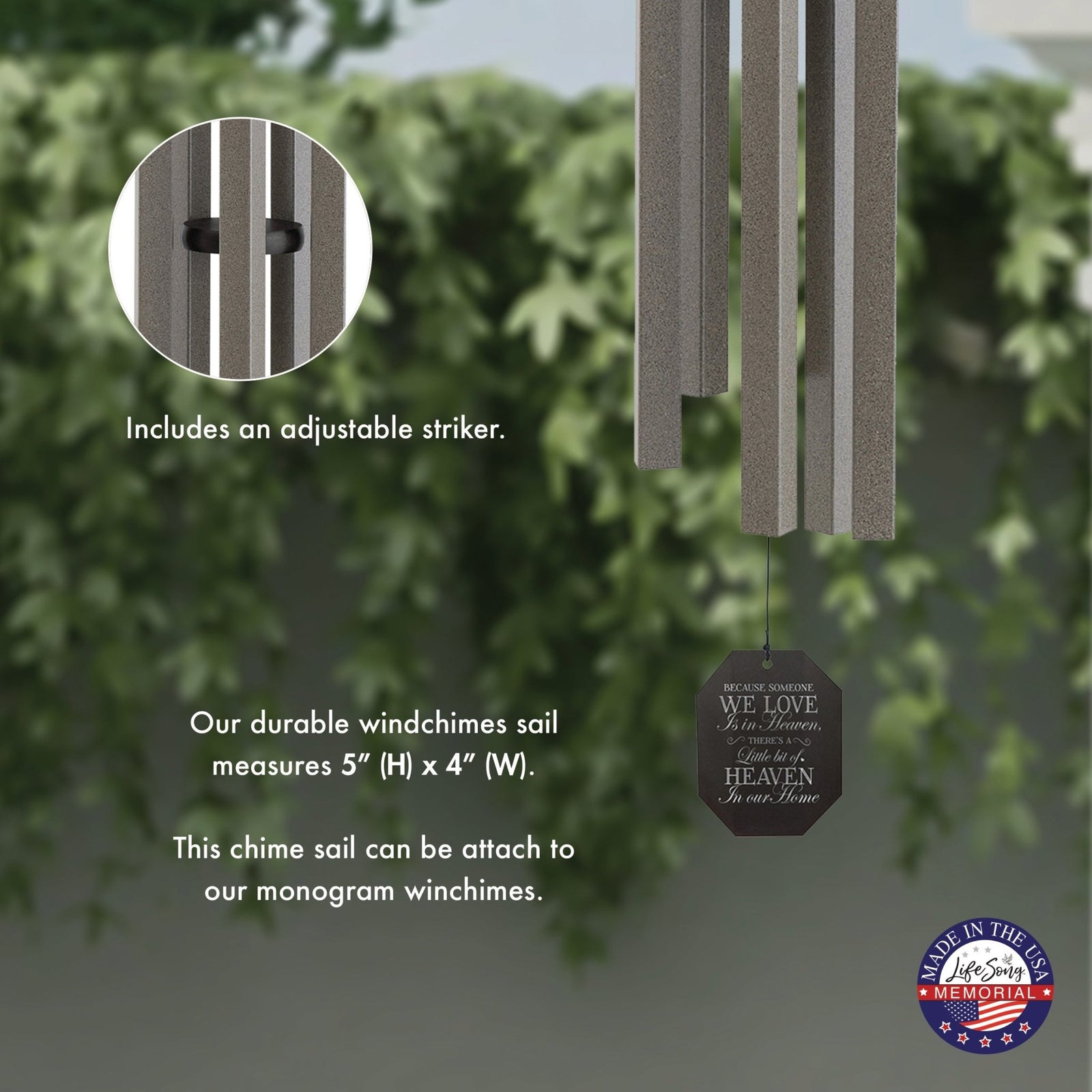 Memorial Sympathy Wind Chimes| Country Music 62" | Family Home Decor - LifeSong Milestones