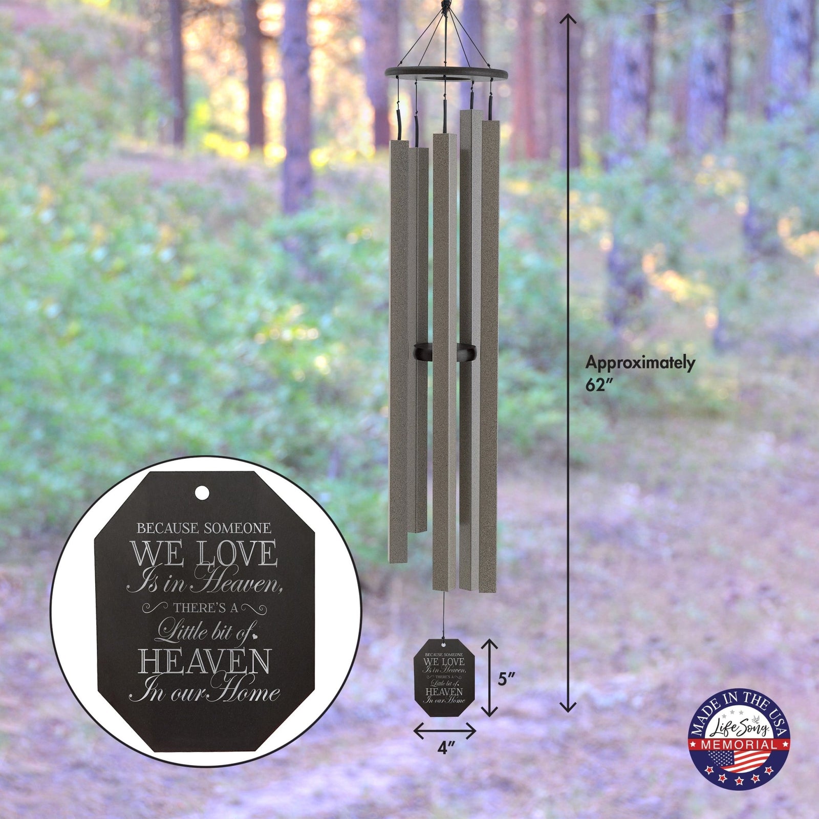 Memorial Sympathy Wind Chimes| Country Music 62" | Family Home Decor - LifeSong Milestones