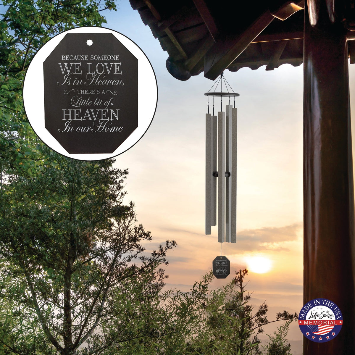 Memorial Sympathy Wind Chimes| Country Music 62" | Family Home Decor - LifeSong Milestones