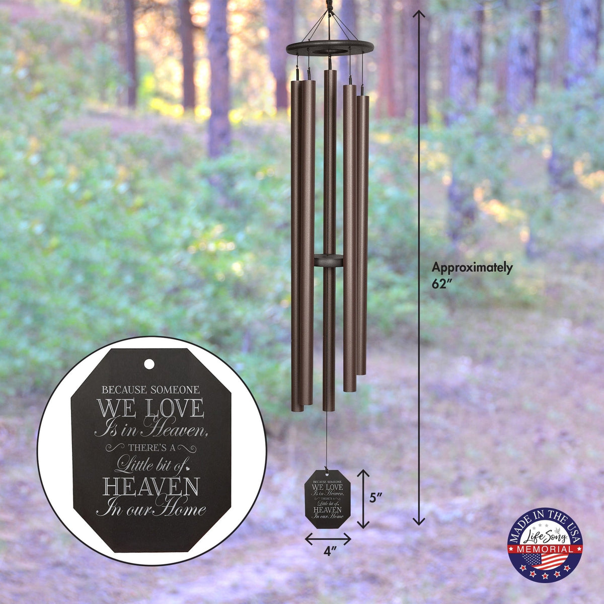 Memorial Sympathy Wind Chimes| Court Haus 62" | Family Home Decor - LifeSong Milestones
