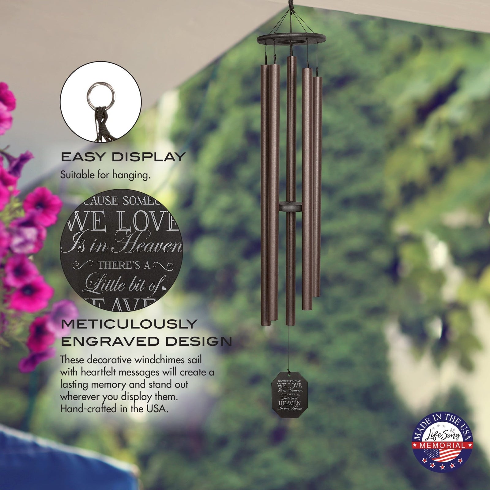 Memorial Sympathy Wind Chimes| Court Haus 62" | Family Home Decor - LifeSong Milestones