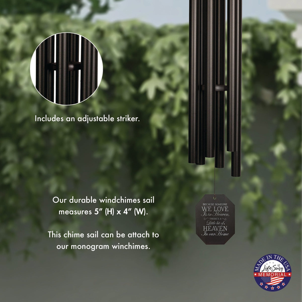 Memorial Sympathy Wind Chimes| Dream Maker 64" | Family Home Decor - LifeSong Milestones