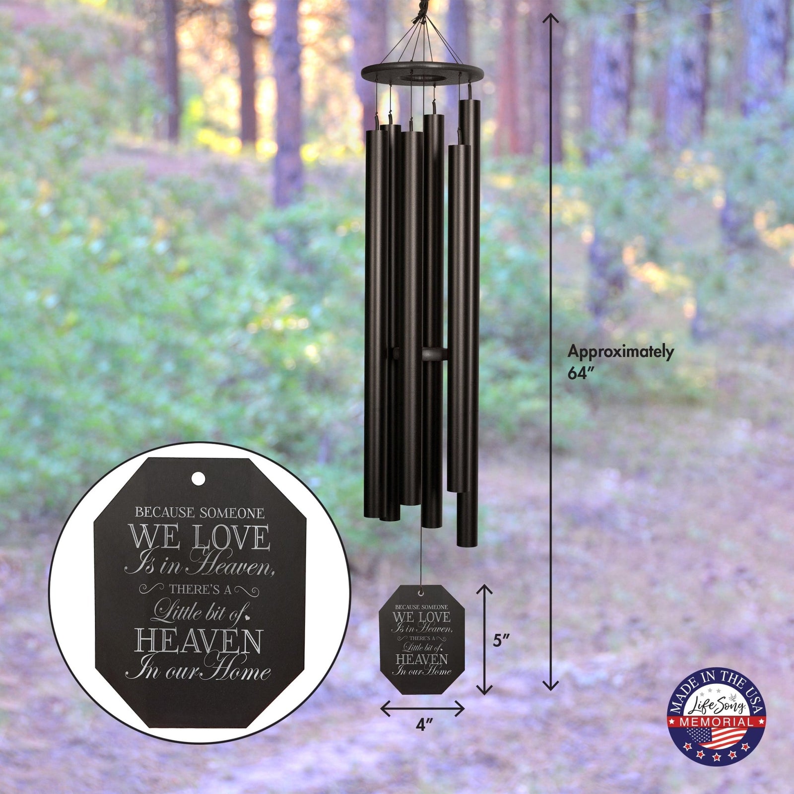 Memorial Sympathy Wind Chimes| Dream Maker 64" | Family Home Decor - LifeSong Milestones