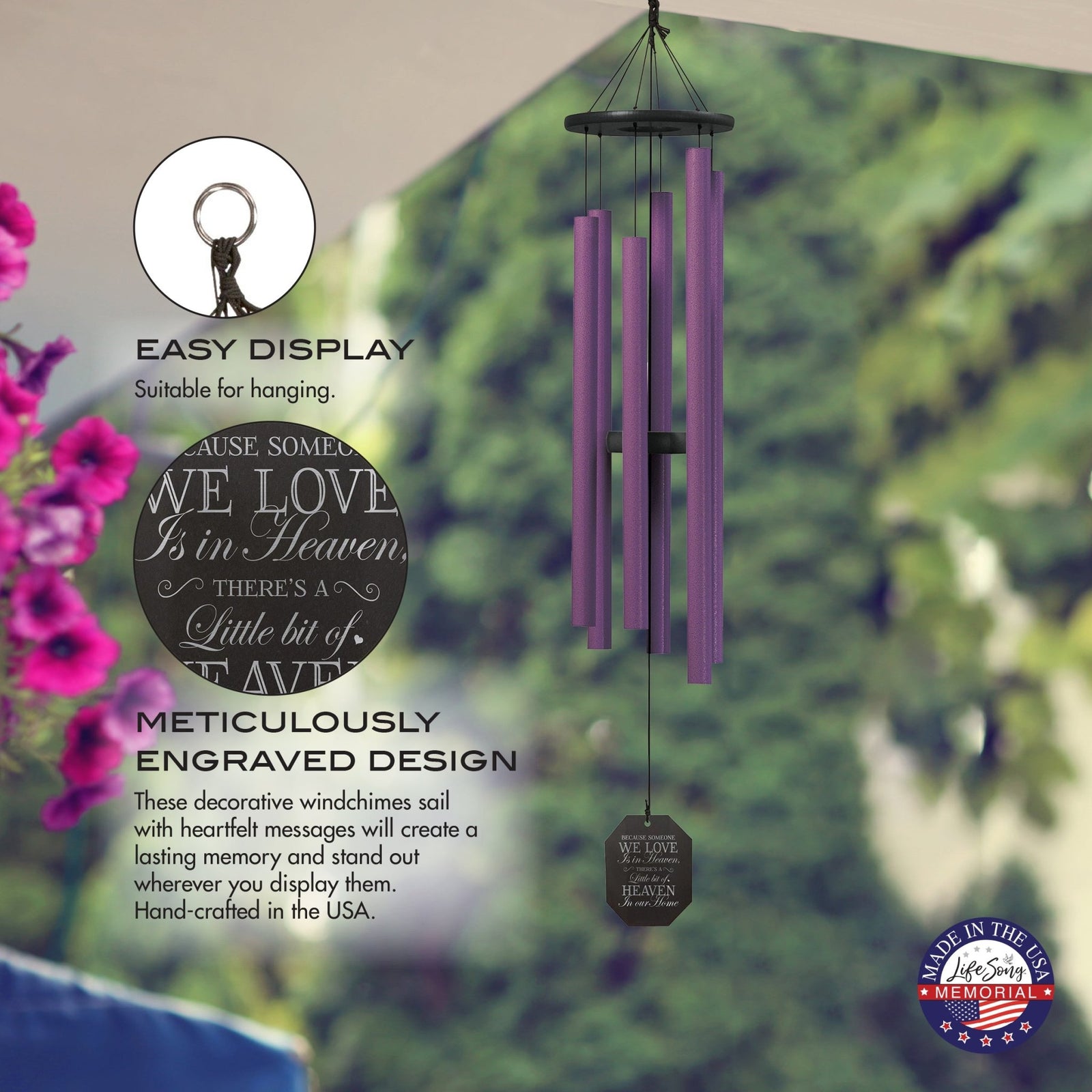 Memorial Sympathy Wind Chimes| Evening Primrose 43" | Family Home Decor - LifeSong Milestones