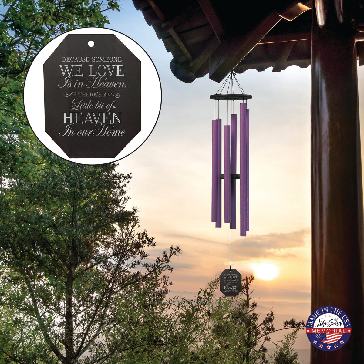Memorial Sympathy Wind Chimes| Evening Primrose 43" | Family Home Decor - LifeSong Milestones