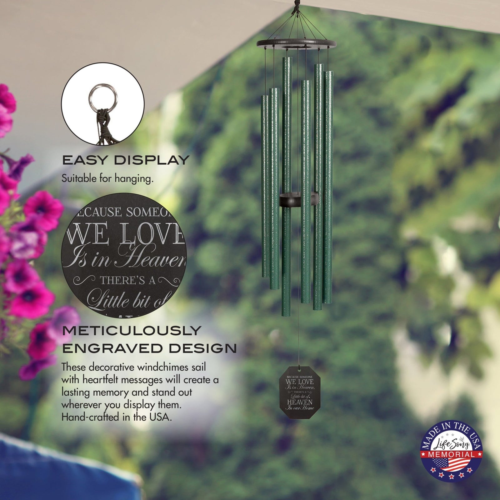 Memorial Sympathy Wind Chimes| Forest Edge 44" | Family Home Decor - LifeSong Milestones