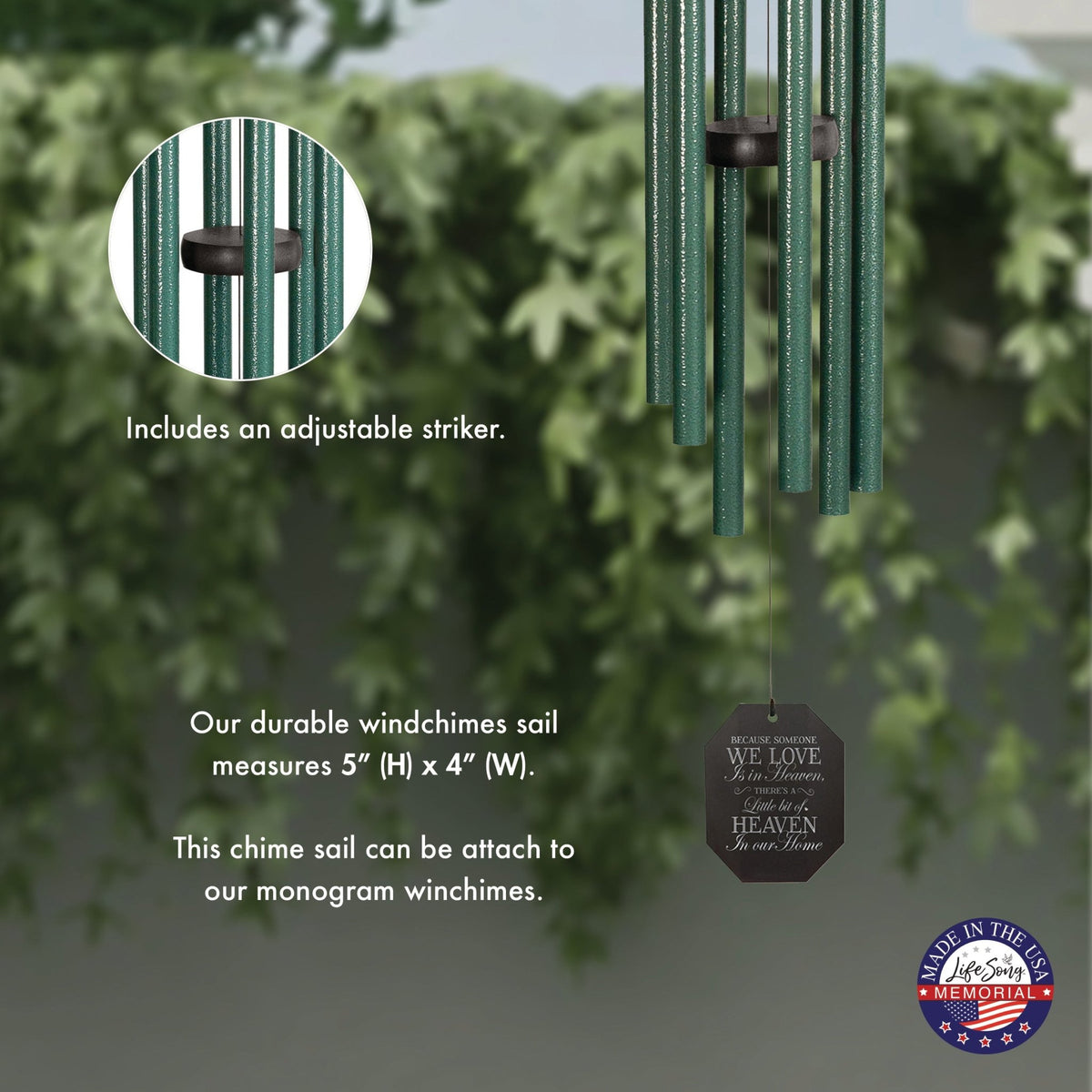 Memorial Sympathy Wind Chimes| Forest Edge 44" | Family Home Decor - LifeSong Milestones