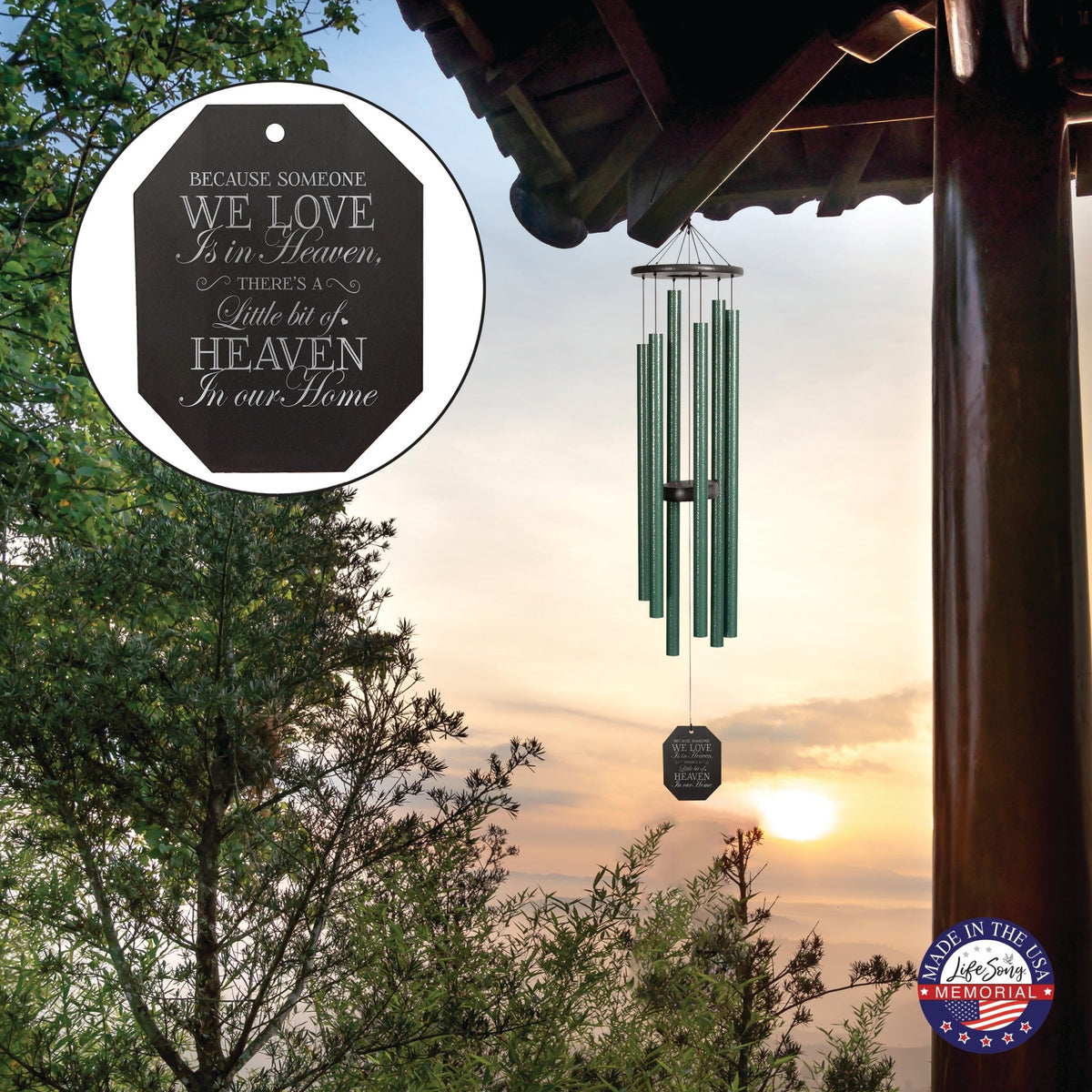 Memorial Sympathy Wind Chimes| Forest Edge 44" | Family Home Decor - LifeSong Milestones