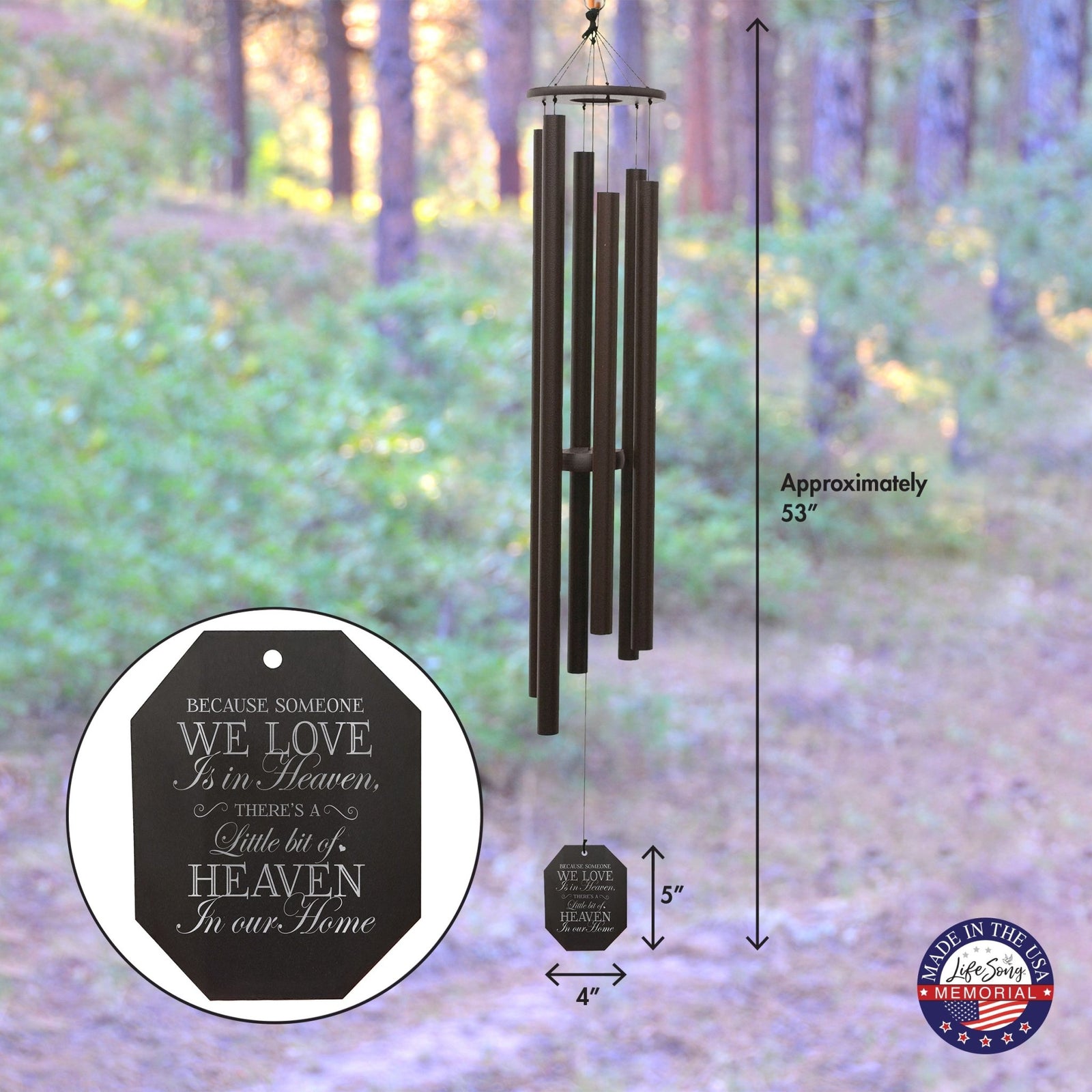 Memorial Sympathy Wind Chimes| Harmonica 53" | Family Home Decor - LifeSong Milestones