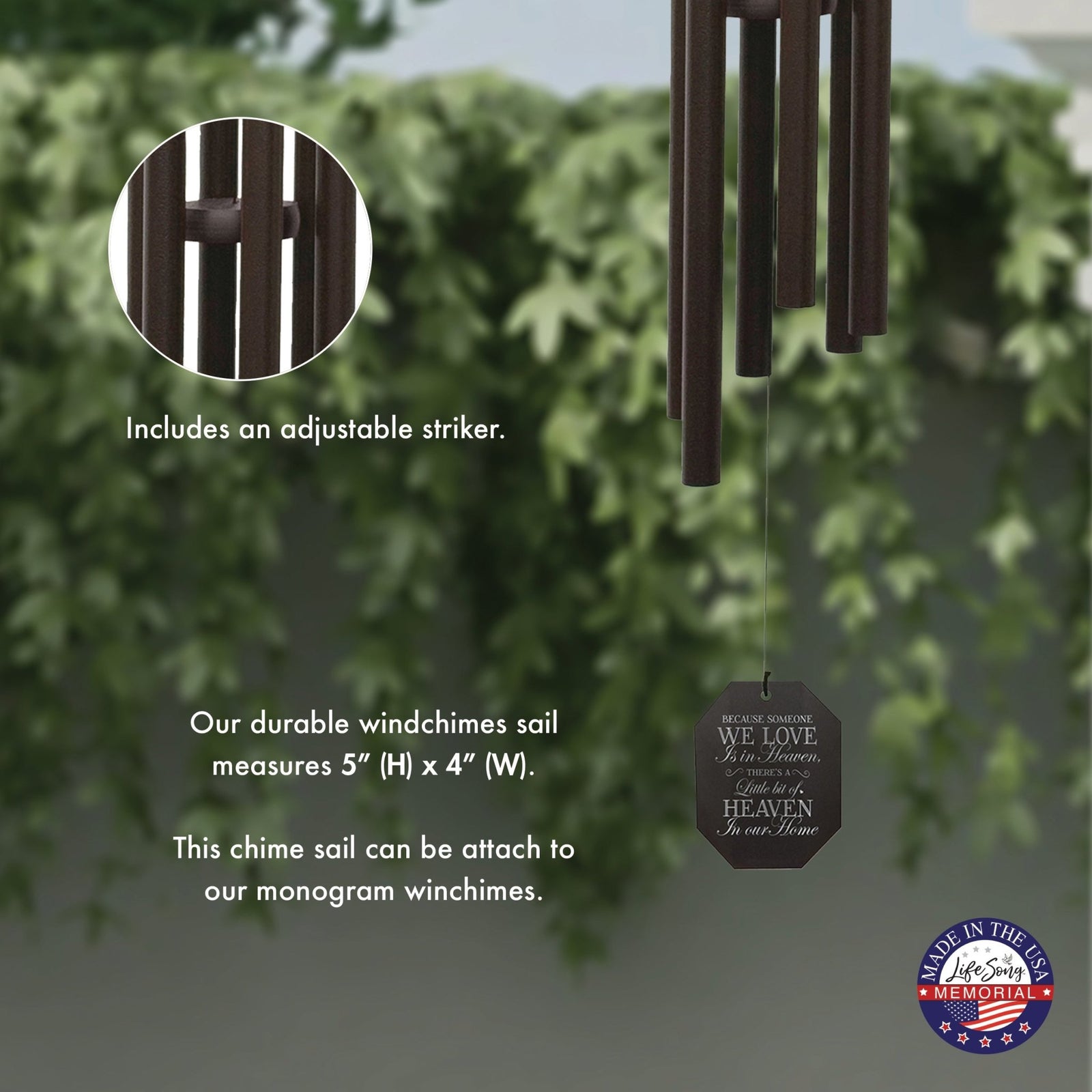 Memorial Sympathy Wind Chimes| Harmonica 53" | Family Home Decor - LifeSong Milestones