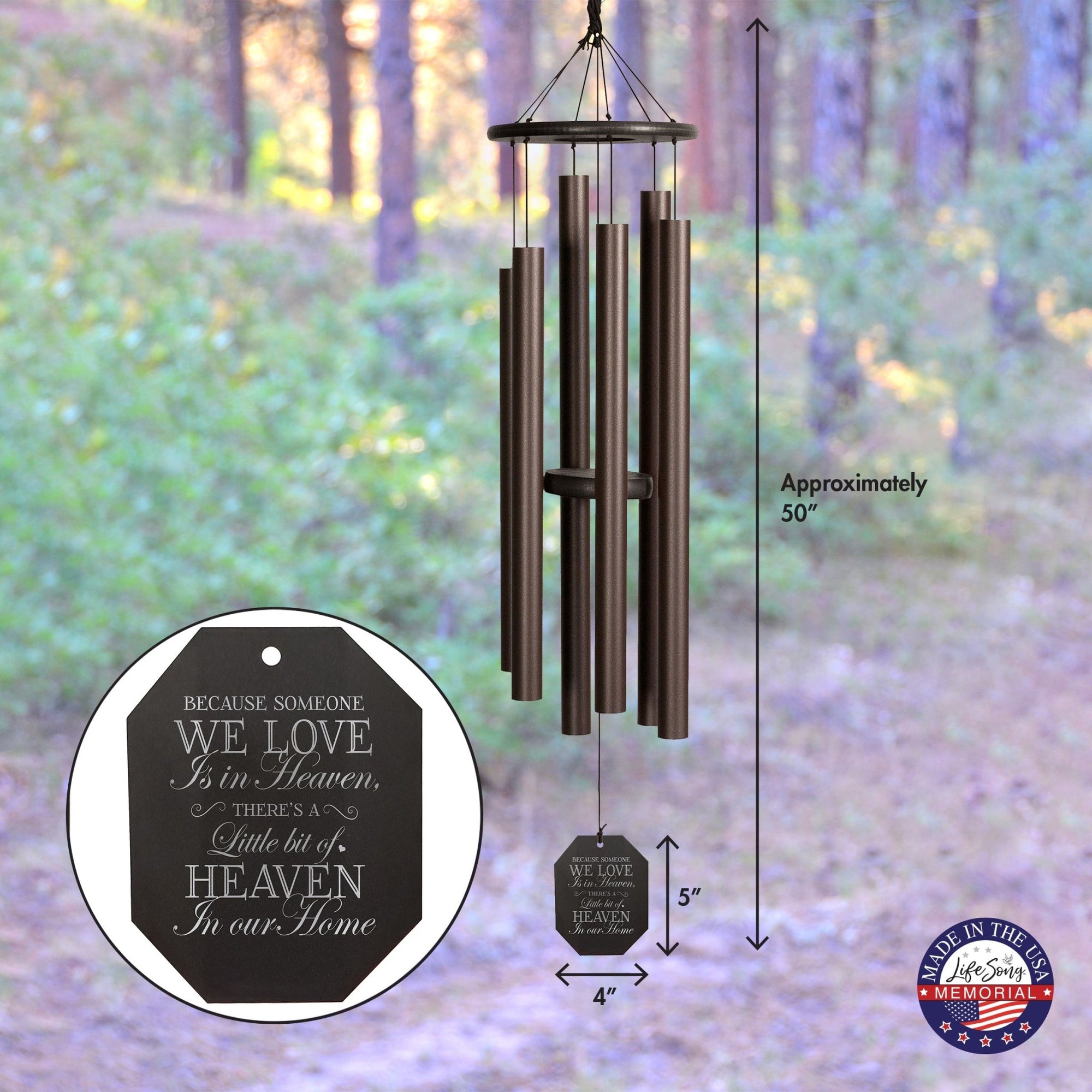 Memorial Sympathy Wind Chimes| Hummer 50" | Family Home Decor - LifeSong Milestones