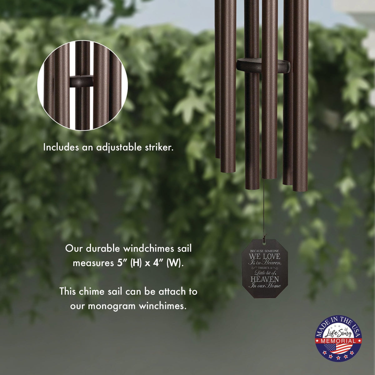 Memorial Sympathy Wind Chimes| Hummer 50" | Family Home Decor - LifeSong Milestones