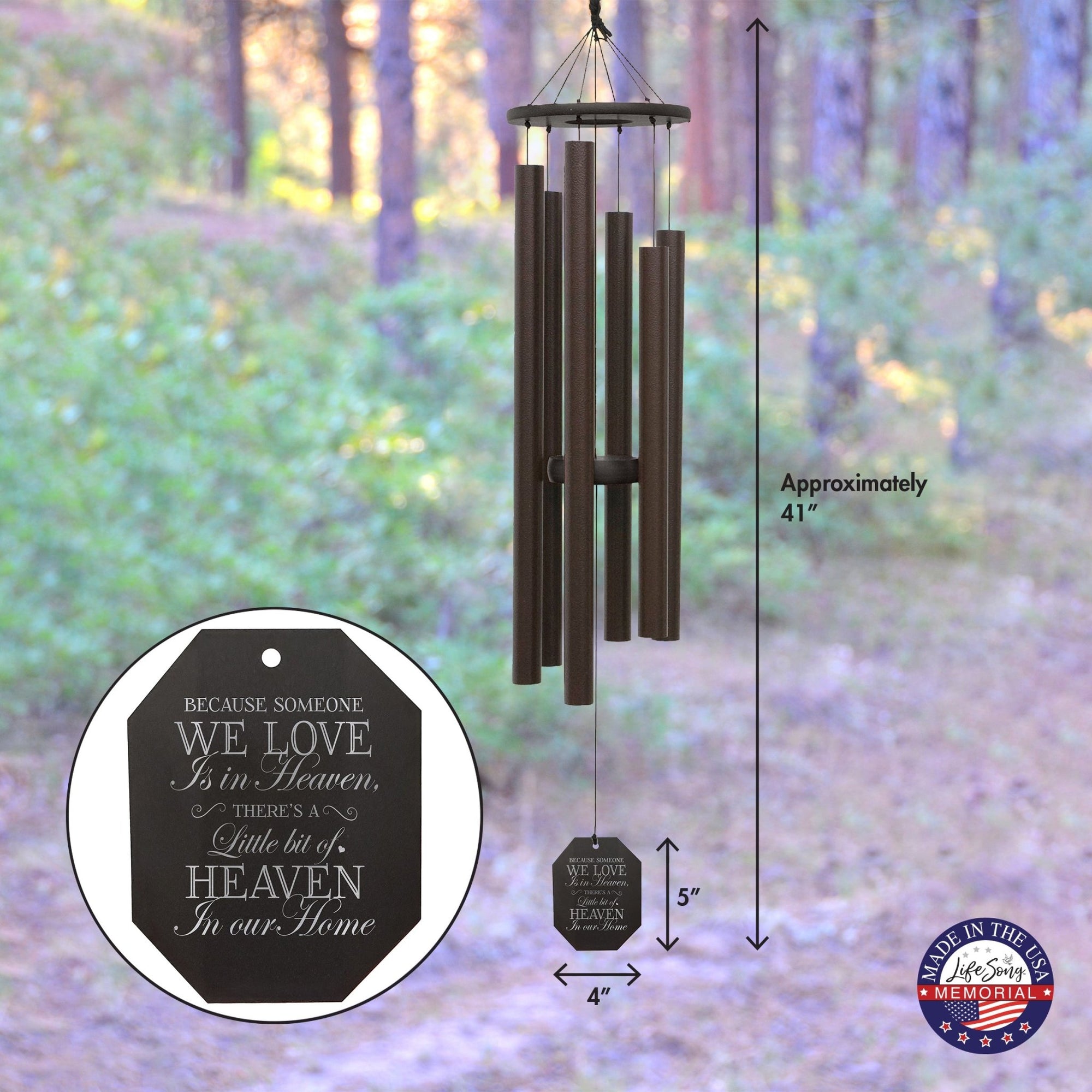 Memorial Sympathy Wind Chimes| King Davids Harp 41" | Family Home Decor - LifeSong Milestones