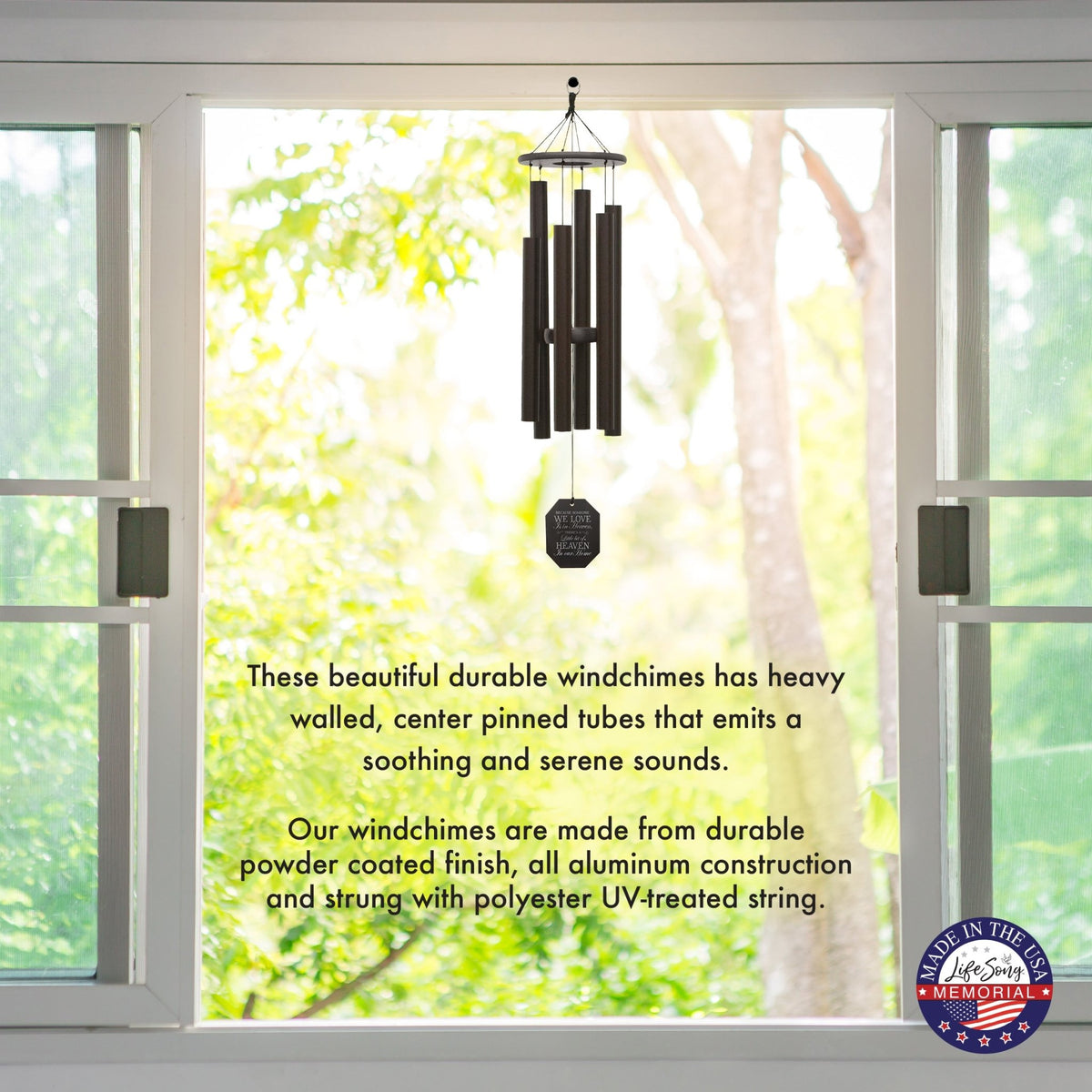 Memorial Sympathy Wind Chimes| Melody Of The Heart 37" | Family Home Decor - LifeSong Milestones