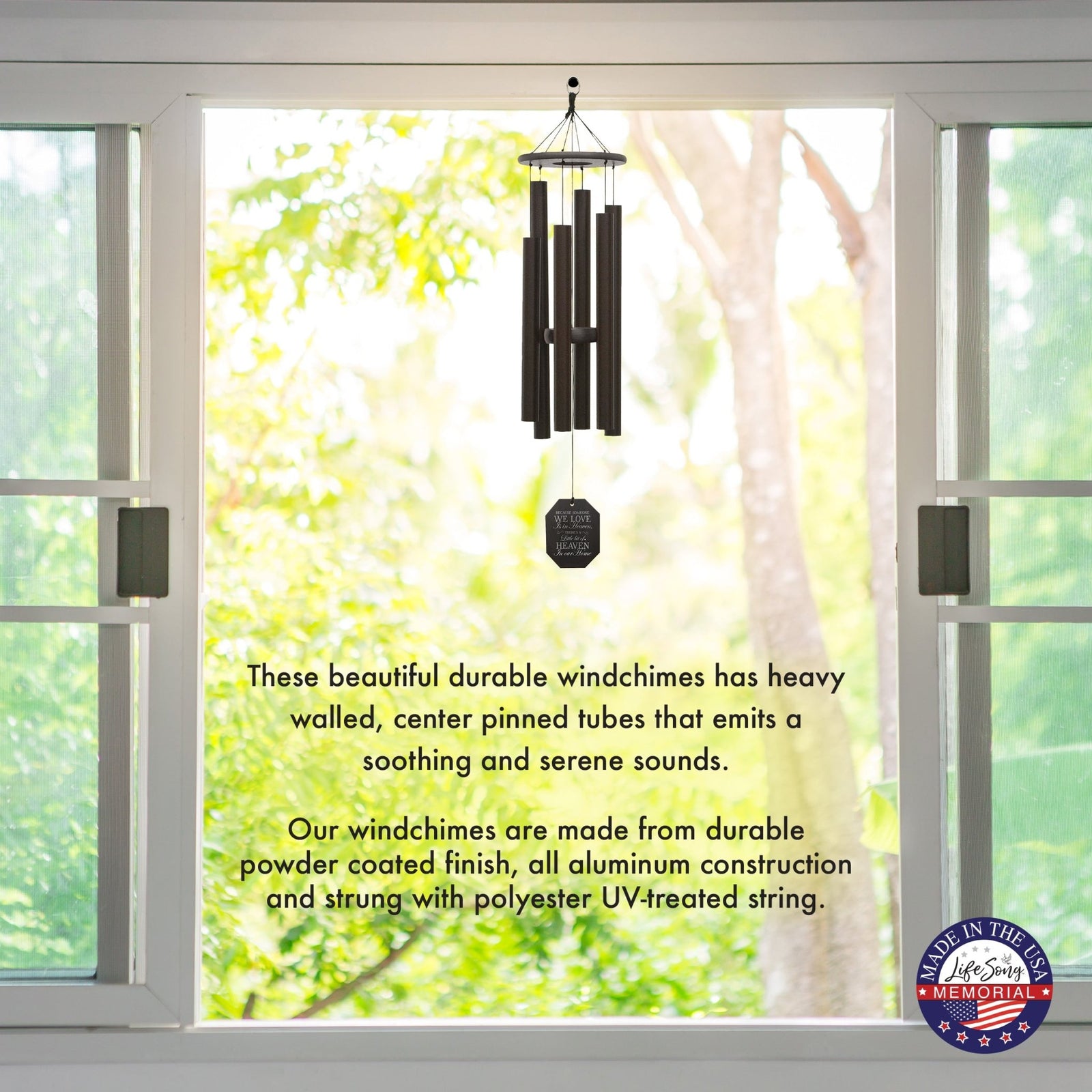 Memorial Sympathy Wind Chimes| Melody Of The Heart 37" | Family Home Decor - LifeSong Milestones