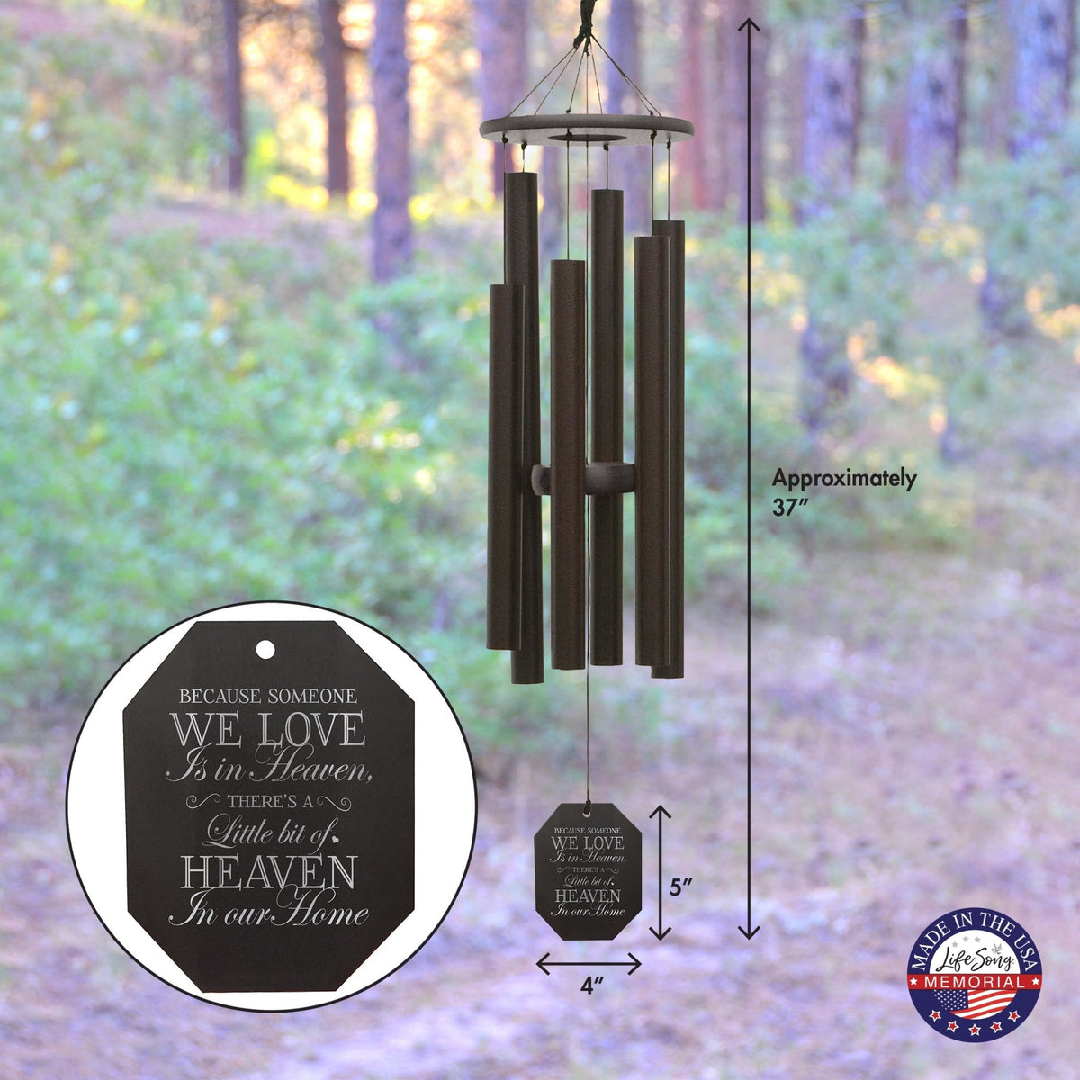 Memorial Sympathy Wind Chimes| Melody Of The Heart 37" | Family Home Decor - LifeSong Milestones
