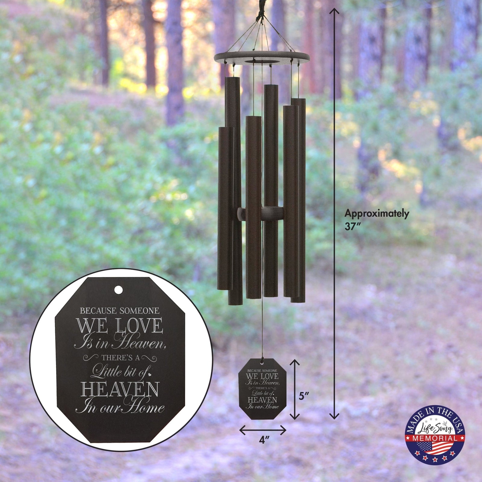 Memorial Sympathy Wind Chimes| Melody Of The Heart 37" | Family Home Decor - LifeSong Milestones