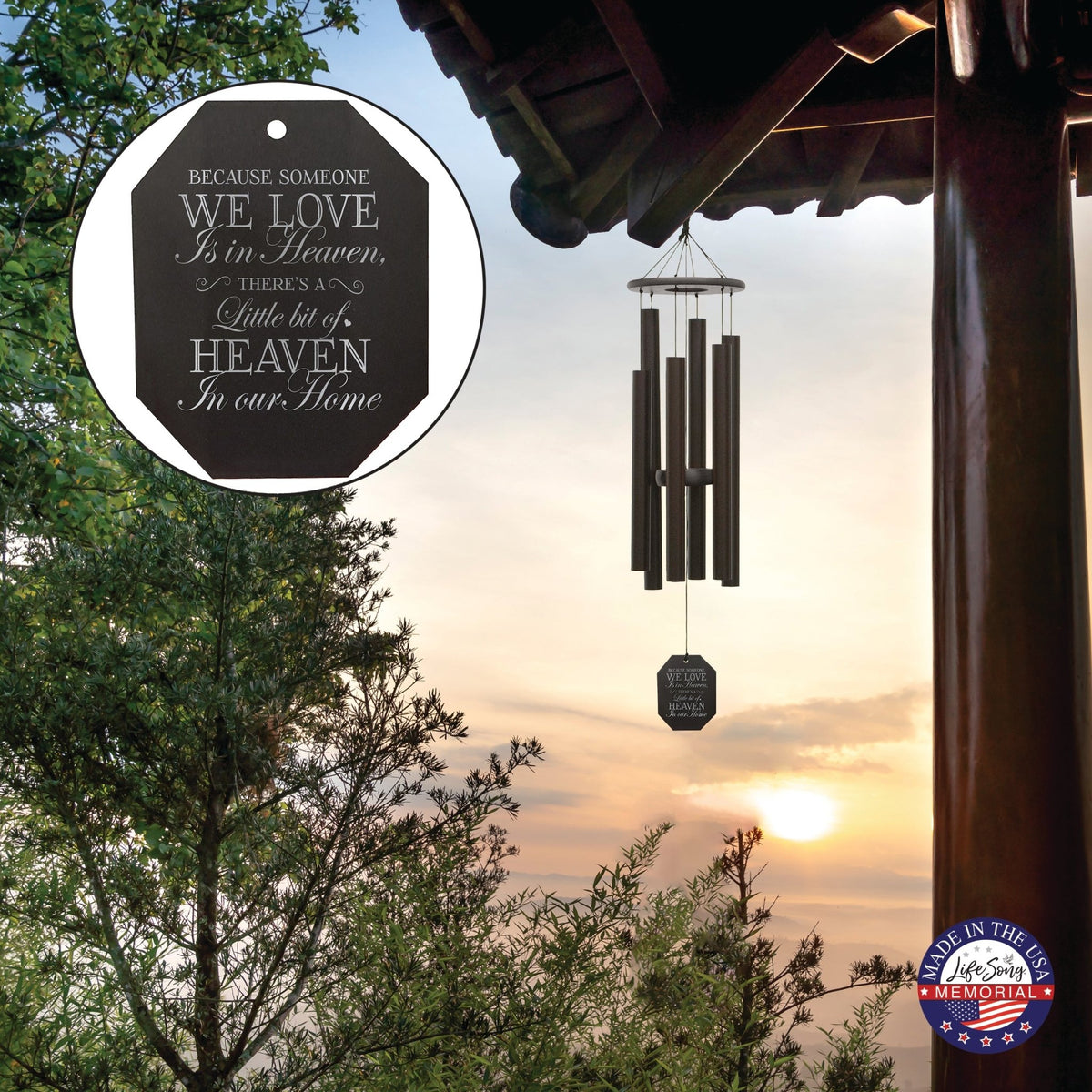 Memorial Sympathy Wind Chimes| Melody Of The Heart 37" | Family Home Decor - LifeSong Milestones