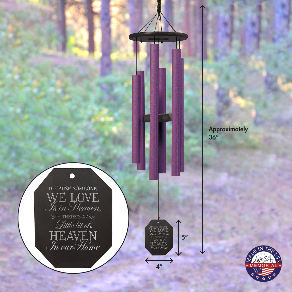 Memorial Sympathy Wind Chimes| Morning Glory 36" | Family Home Decor - LifeSong Milestones