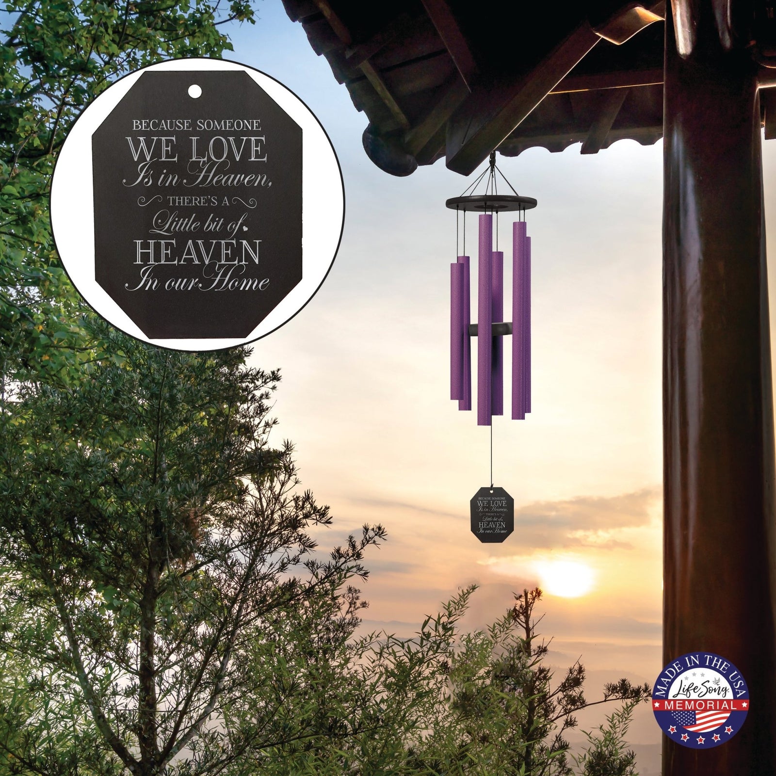 Memorial Sympathy Wind Chimes| Morning Glory 36" | Family Home Decor - LifeSong Milestones