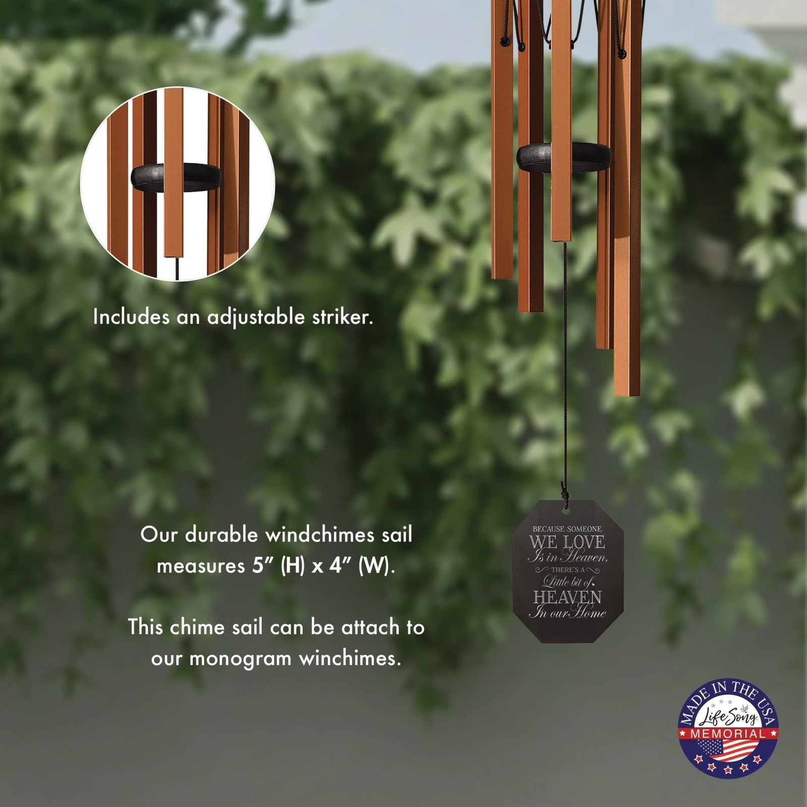 Memorial Sympathy Wind Chimes| Morning Song 25" | Family Home Decor - LifeSong Milestones