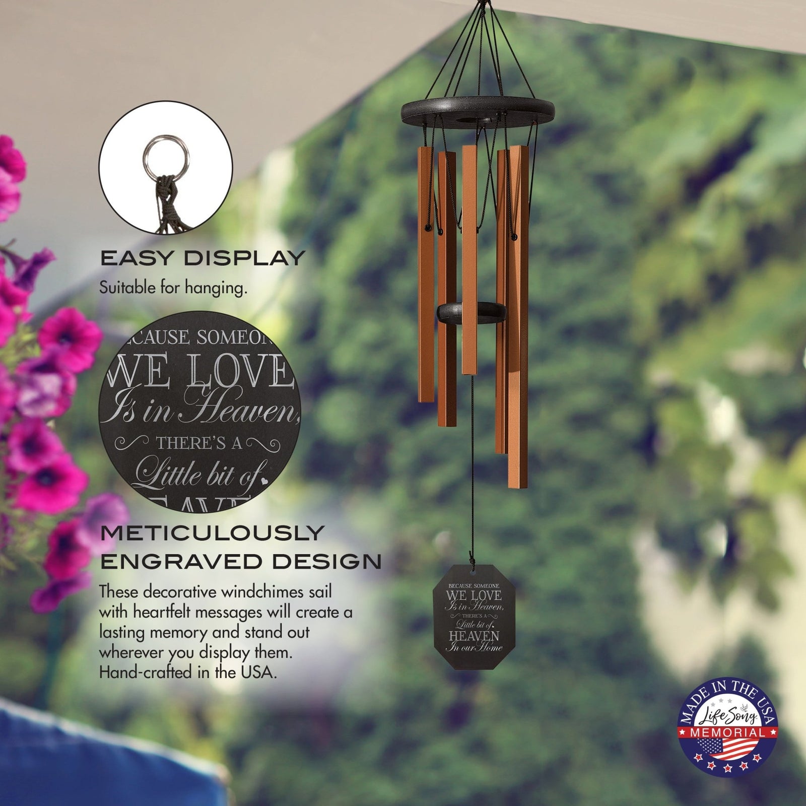 Memorial Sympathy Wind Chimes| Morning Song 25" | Family Home Decor - LifeSong Milestones