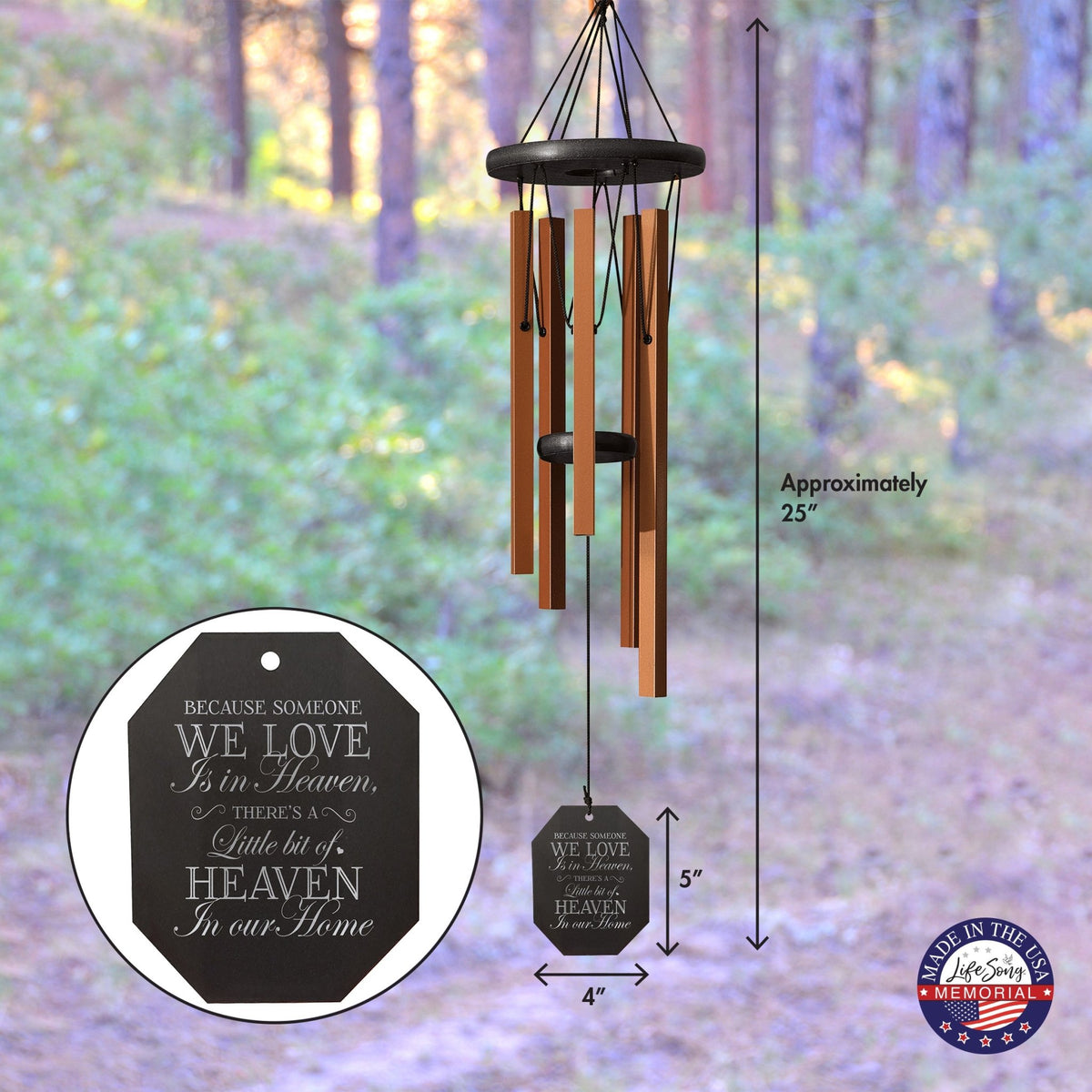 Memorial Sympathy Wind Chimes| Morning Song 25" | Family Home Decor - LifeSong Milestones