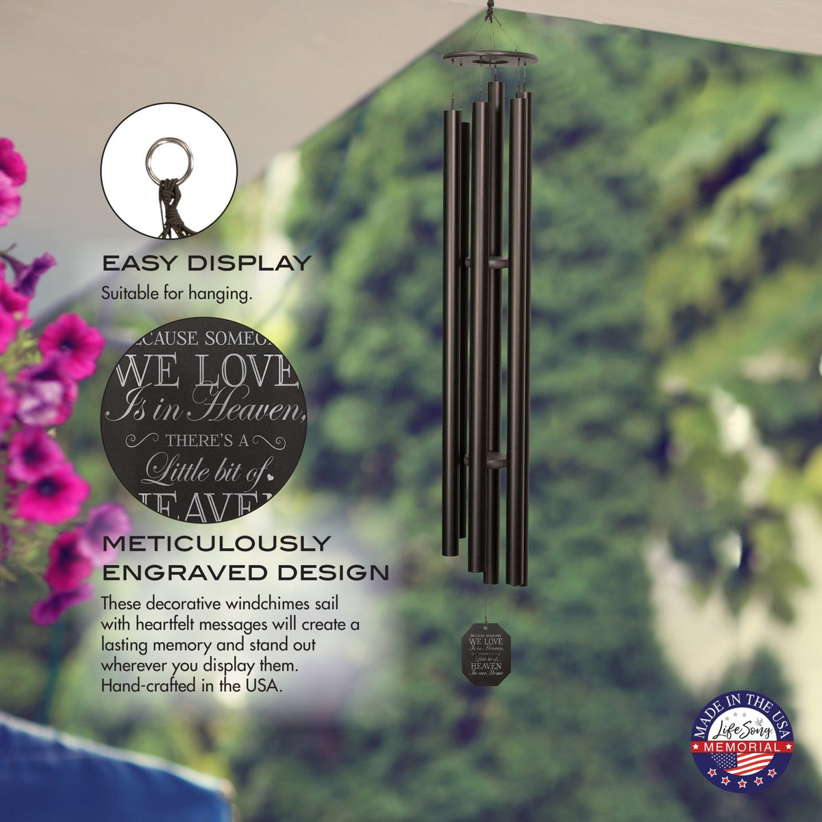 Memorial Sympathy Wind Chimes| Music Of The Universe 84" | Family Home Decor - LifeSong Milestones
