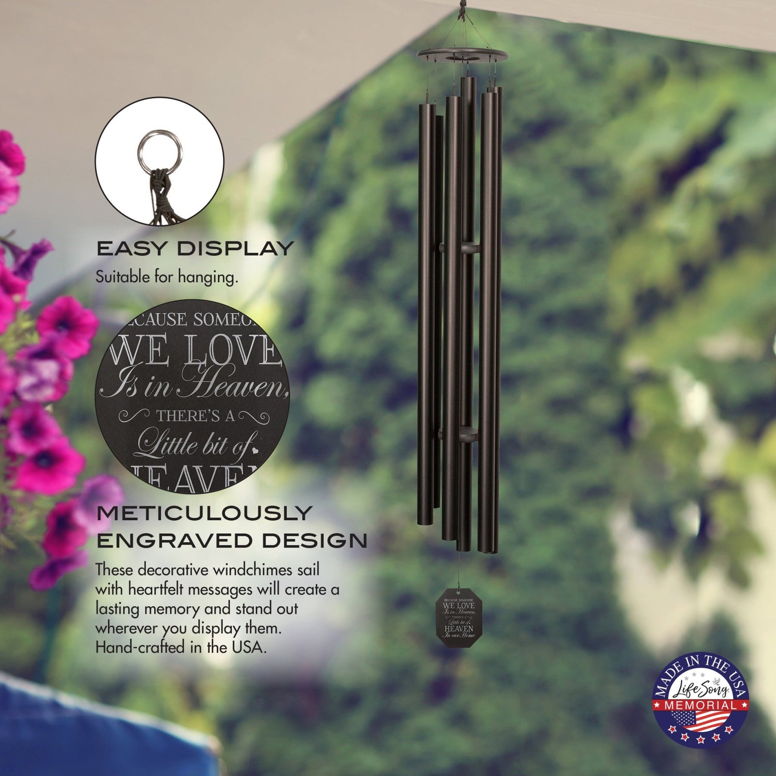 Memorial Sympathy Wind Chimes| Music Of The Universe 84" | Family Home Decor - LifeSong Milestones