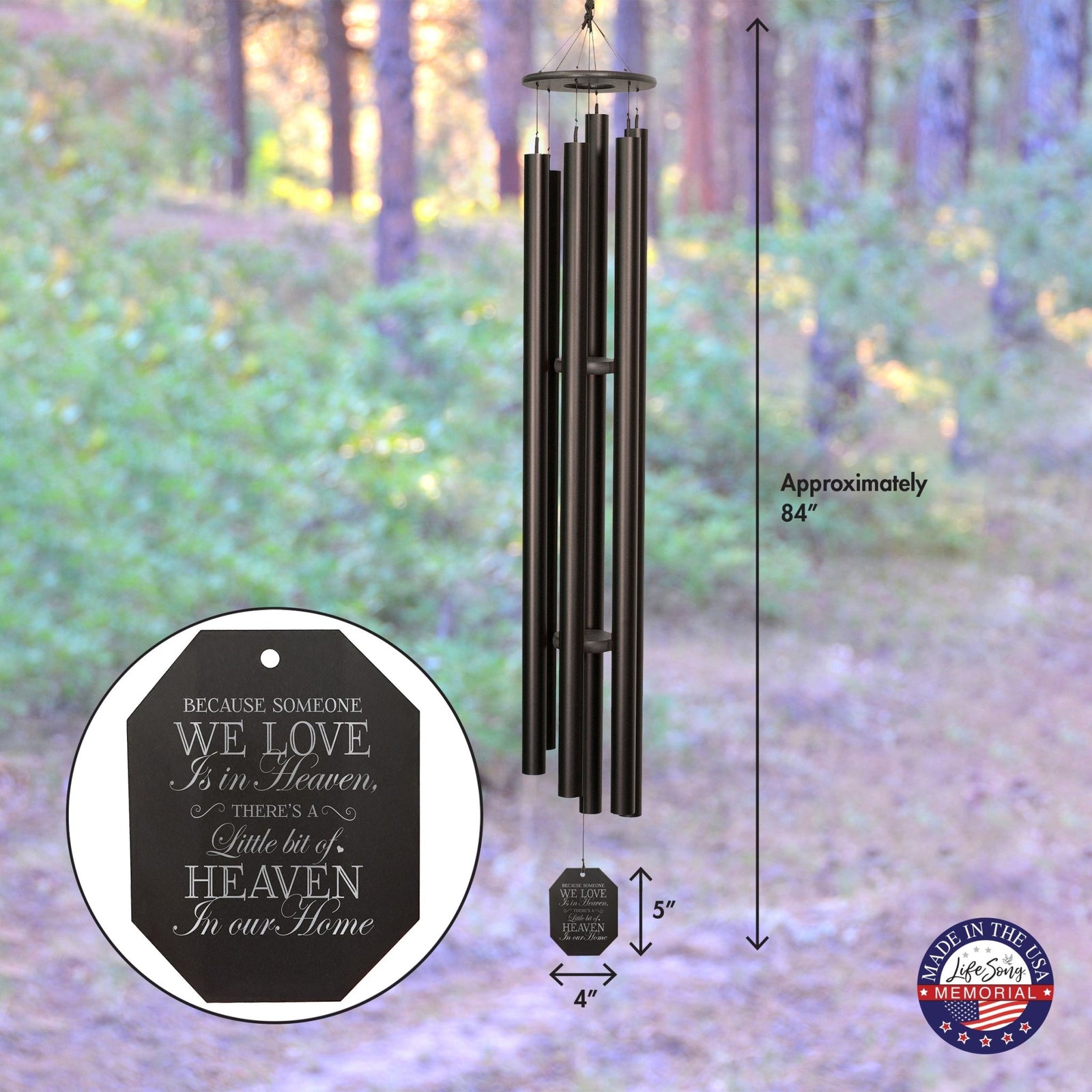 Memorial Sympathy Wind Chimes| Music Of The Universe 84" | Family Home Decor - LifeSong Milestones