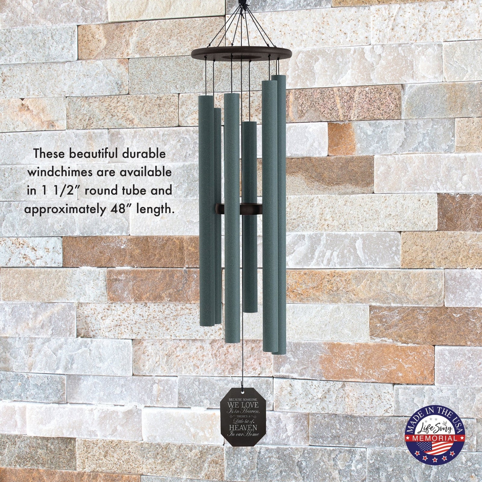 Memorial Sympathy Wind Chimes| Serenity 48" | Family Home Decor - LifeSong Milestones