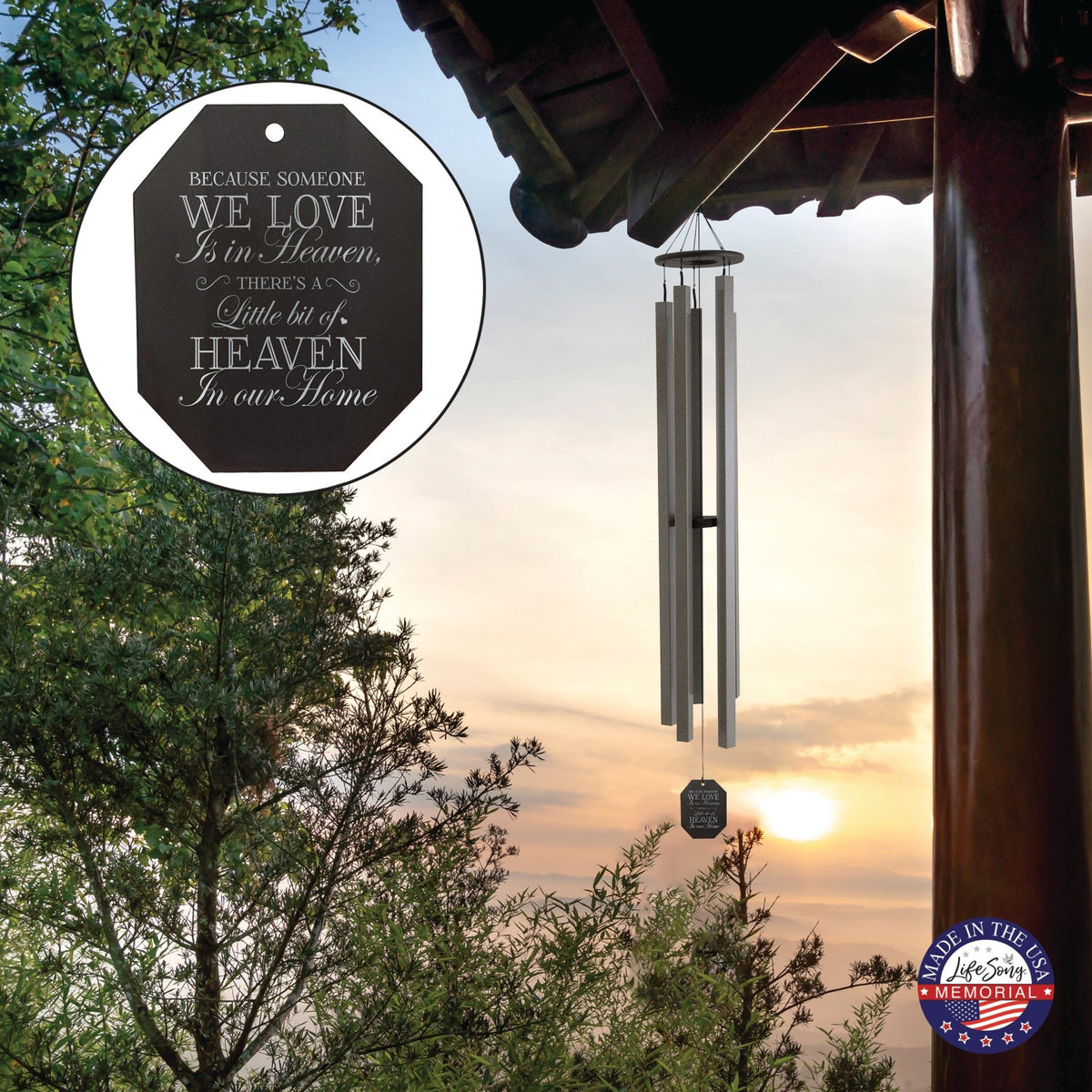 Memorial Sympathy Wind Chimes| Sunsetter 73" | Family Home Decor - LifeSong Milestones