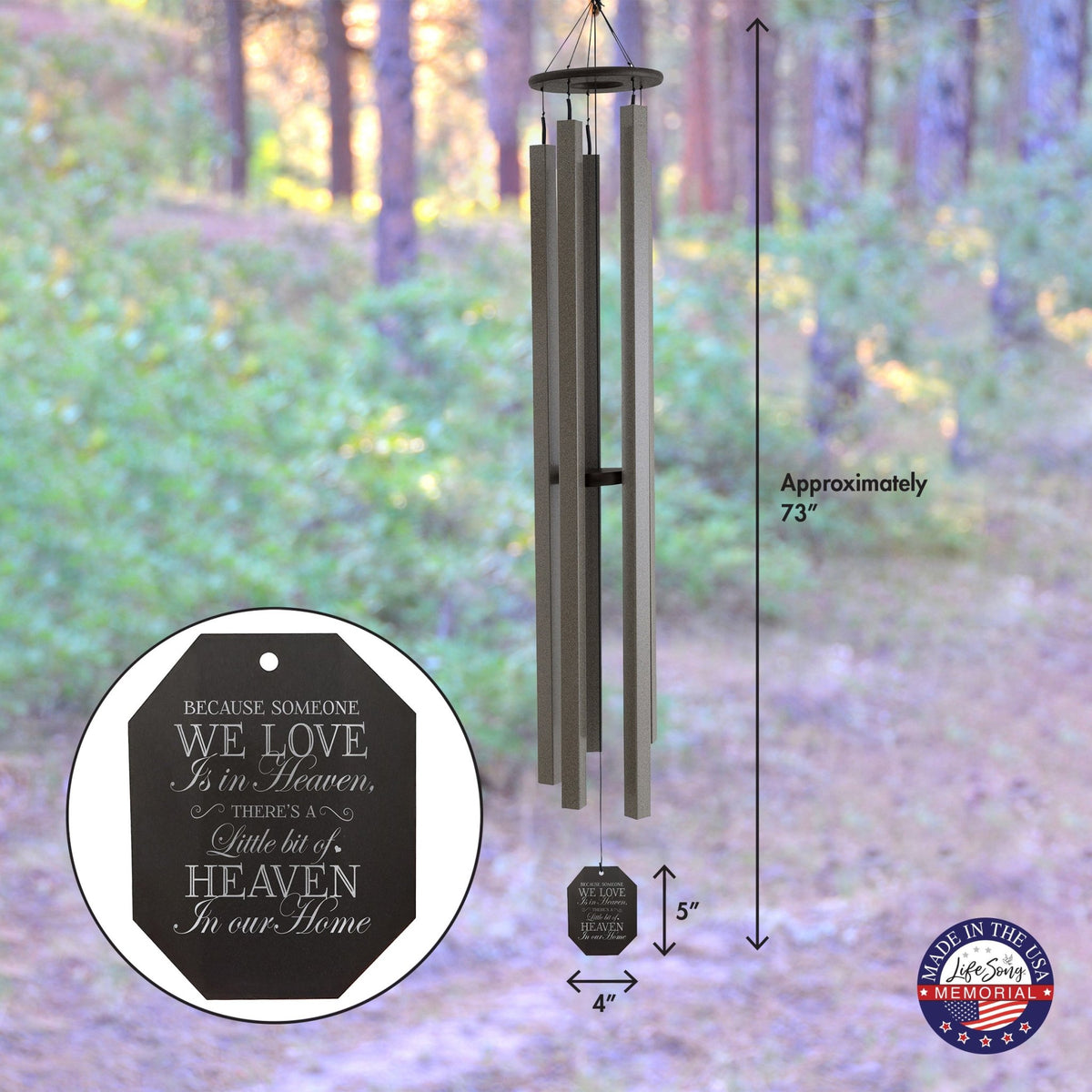 Memorial Sympathy Wind Chimes| Sunsetter 73" | Family Home Decor - LifeSong Milestones