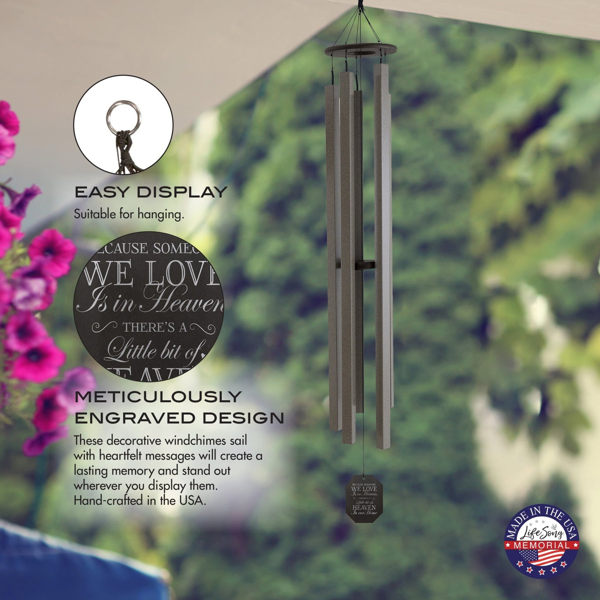 Memorial Sympathy Wind Chimes| Sunsetter 73" | Family Home Decor - LifeSong Milestones