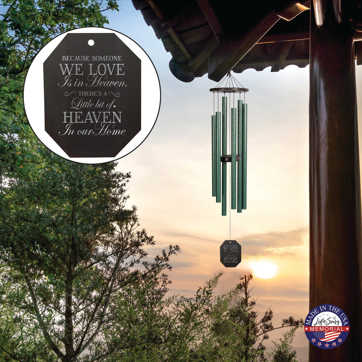 Memorial Sympathy Wind Chimes| Tranquil Rain 41" | Family Home Decor - LifeSong Milestones