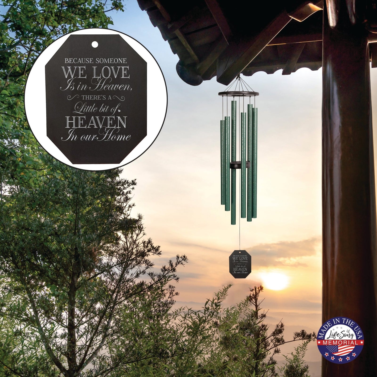 Memorial Sympathy Wind Chimes| Tranquil Rain 41" | Family Home Decor - LifeSong Milestones