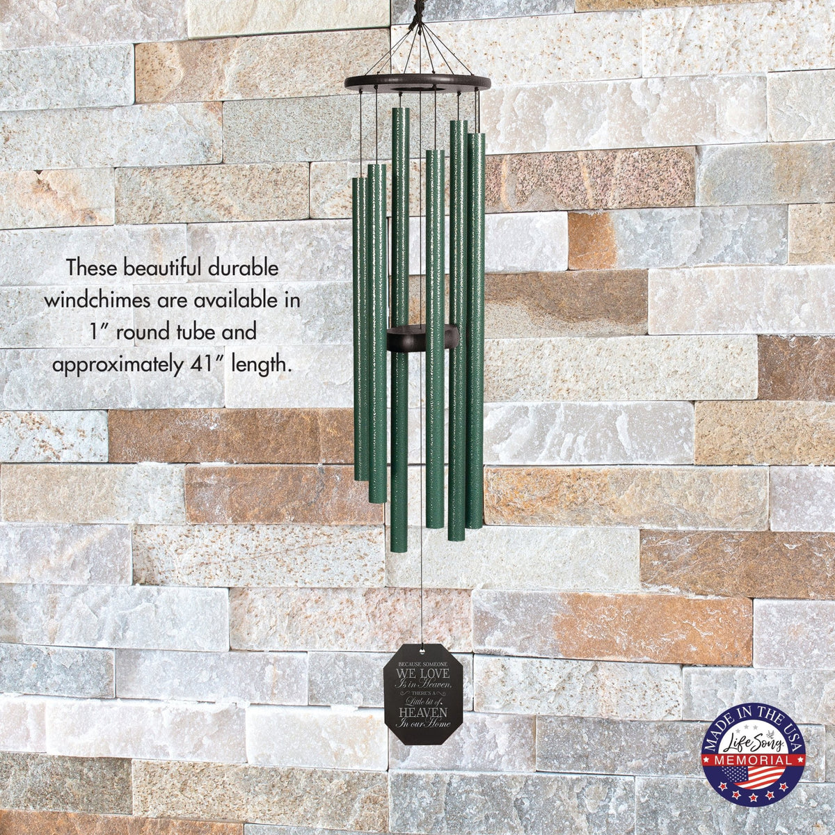 Memorial Sympathy Wind Chimes| Tranquil Rain 41" | Family Home Decor - LifeSong Milestones