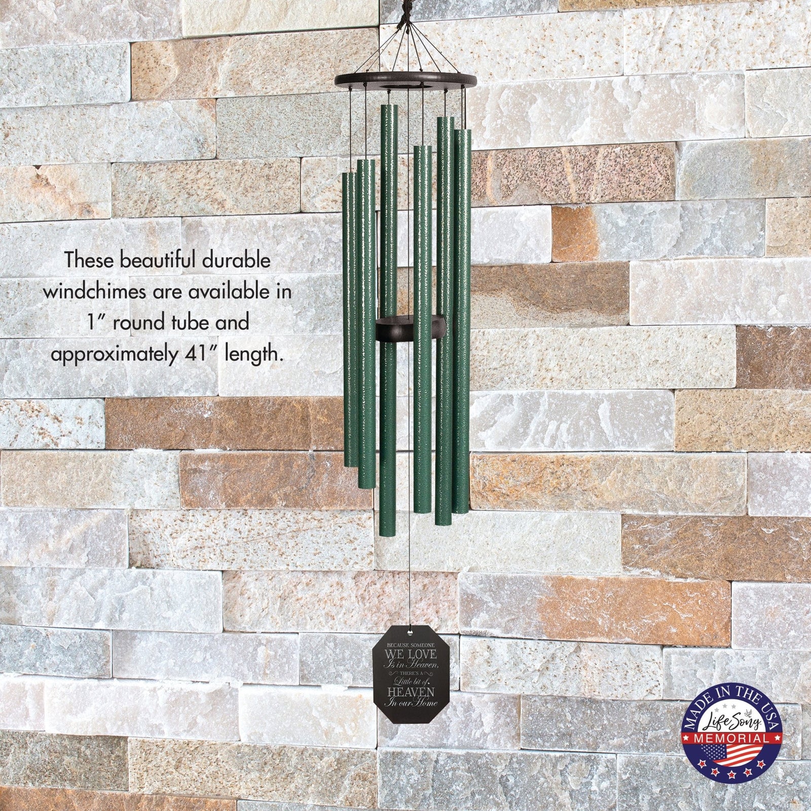Memorial Sympathy Wind Chimes| Tranquil Rain 41" | Family Home Decor - LifeSong Milestones