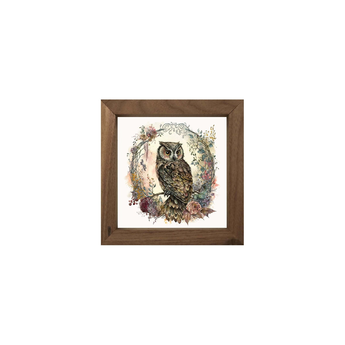Owl Collection: 7x7 Wooden Wall Art Sign Framed Shadow Box| Large Owl - LifeSong Milestones