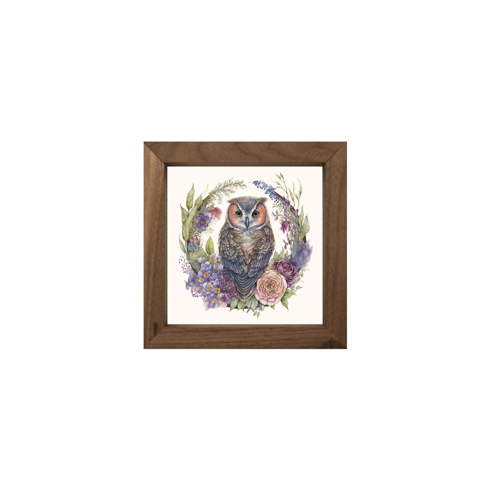 Owl Collection: 7x7 Wooden Wall Art Sign Framed Shadow Box| Large Owl - LifeSong Milestones