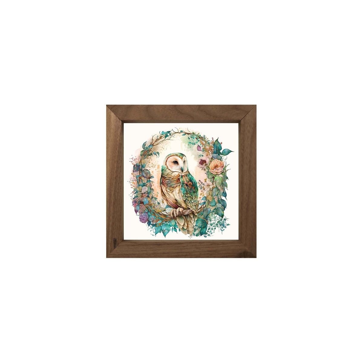 Owl Collection: 7x7 Wooden Wall Art Sign Framed Shadow Box| Large Owl2 - LifeSong Milestones